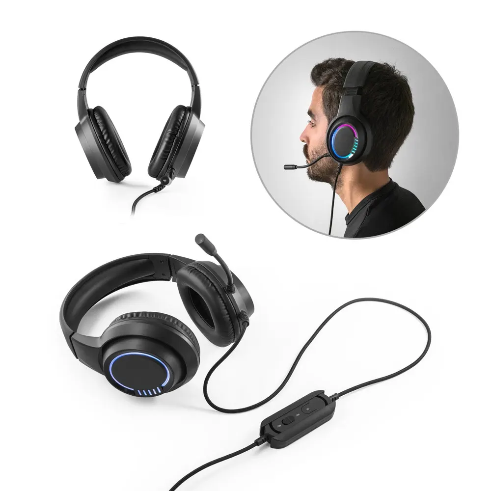 Thorne Headset RGB. Auriculares gaming ABS con cable, micrófono y luces LED RGB