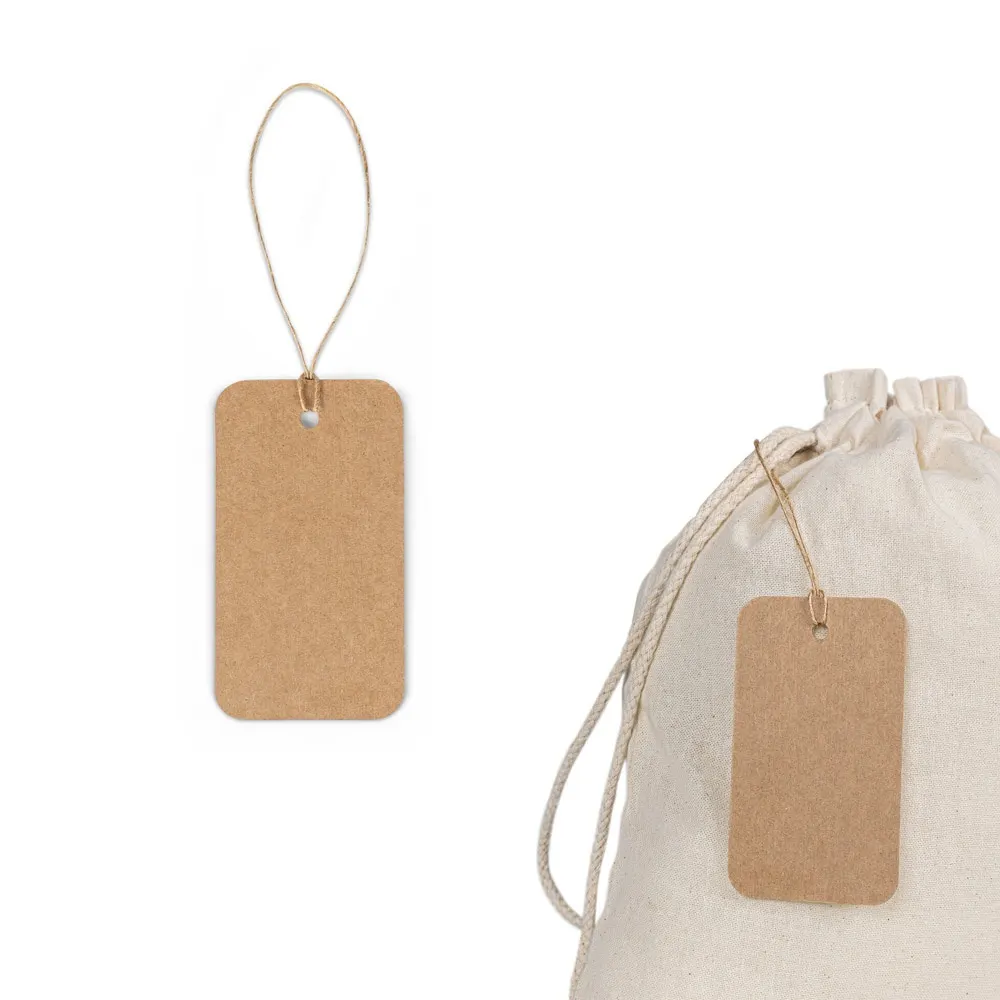 LABEL RECTANGULAR. Etiqueta fabricada con papel 100 % reciclado (700 g/m²) de forma rectangular