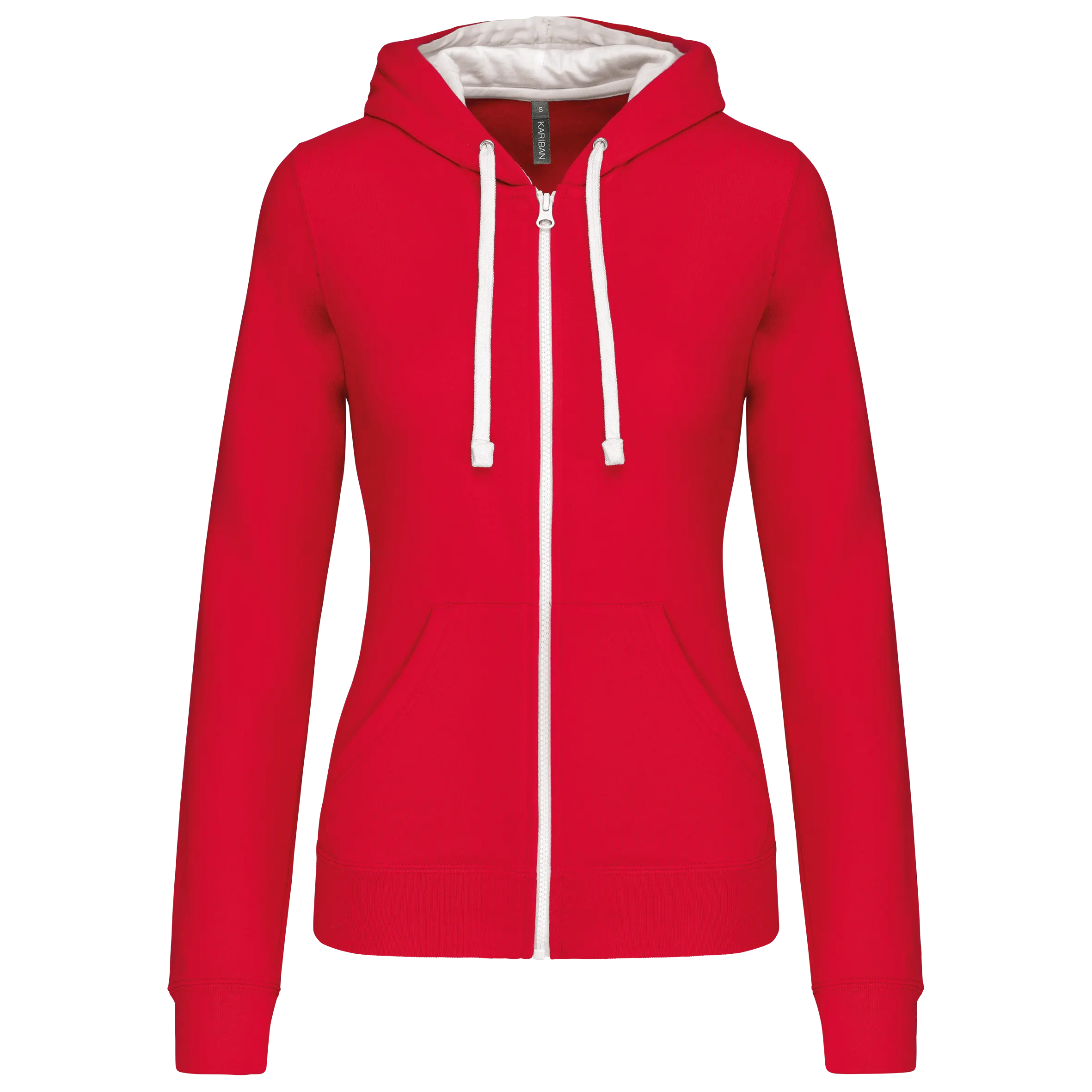 Sudadera capucha y cremallera contrastada mujer