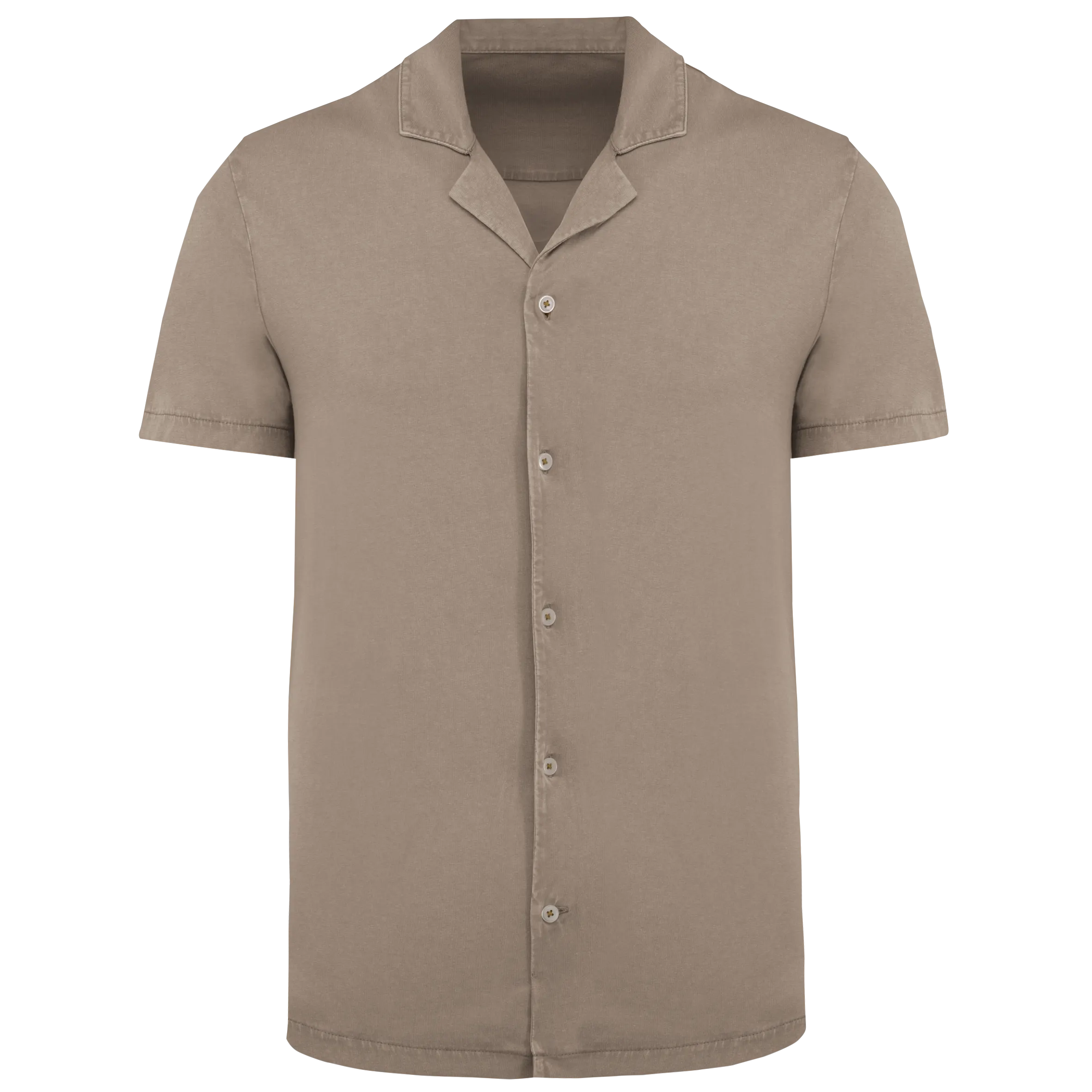 Camisa ecorresponsable efecto lavado de punto jersey manga corta con cuello bowling hombre
