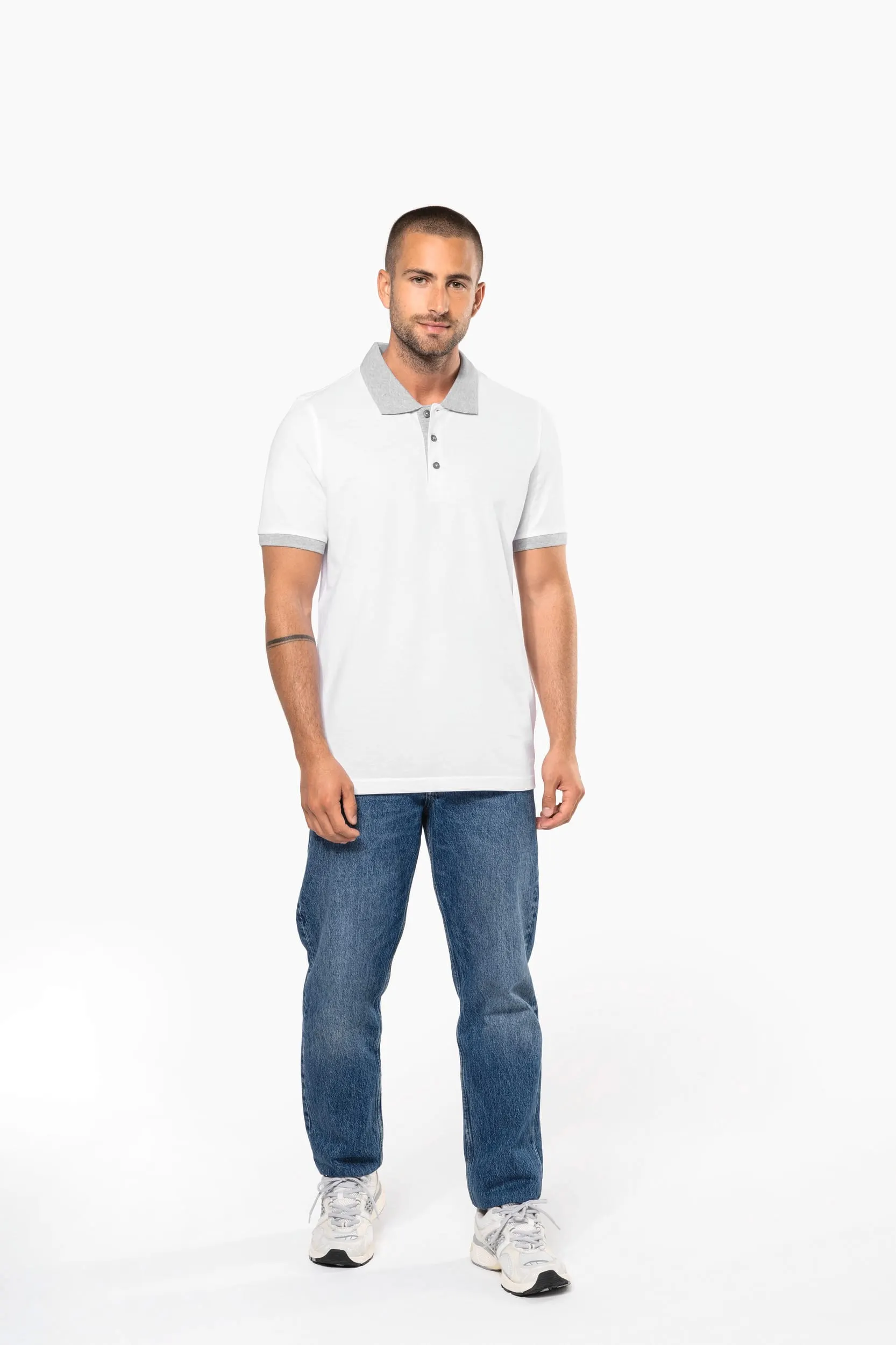 Polo piqué bicolor hombre