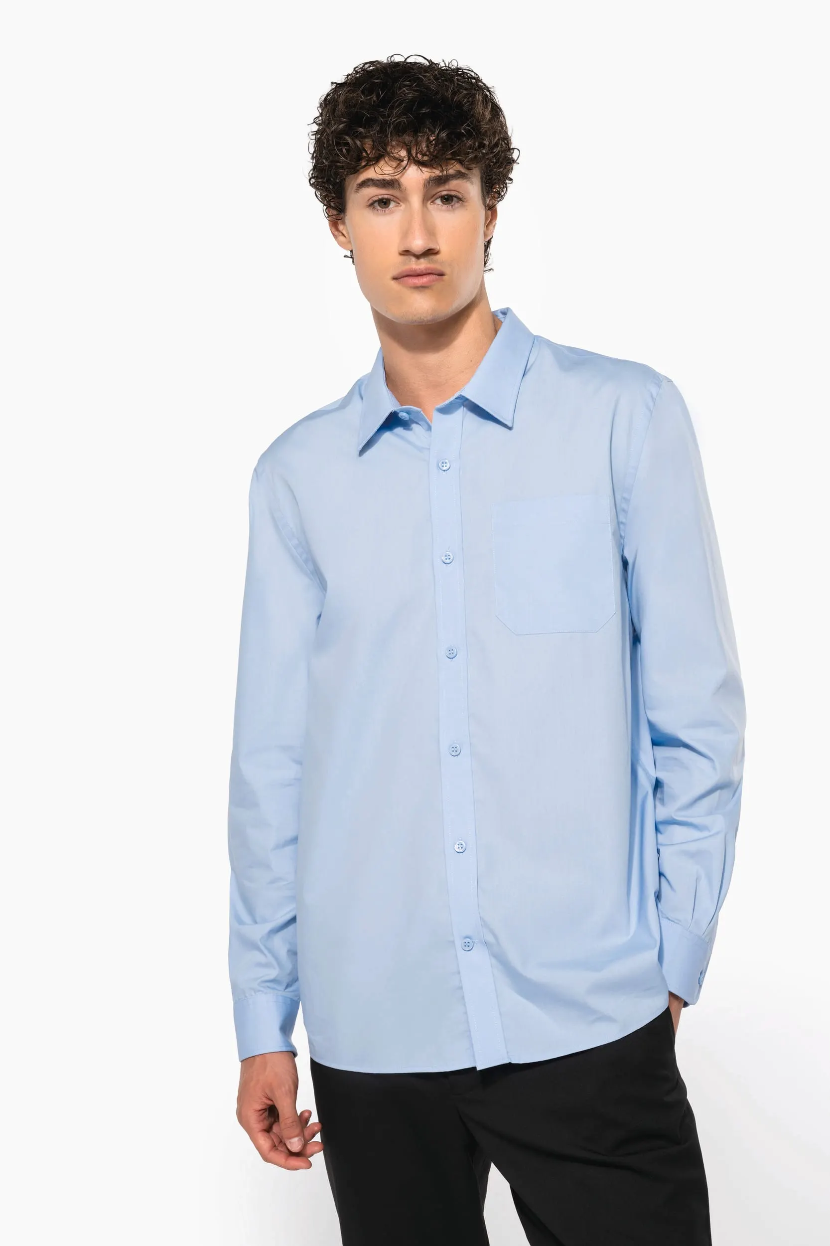 Camisa popelina manga larga hombre