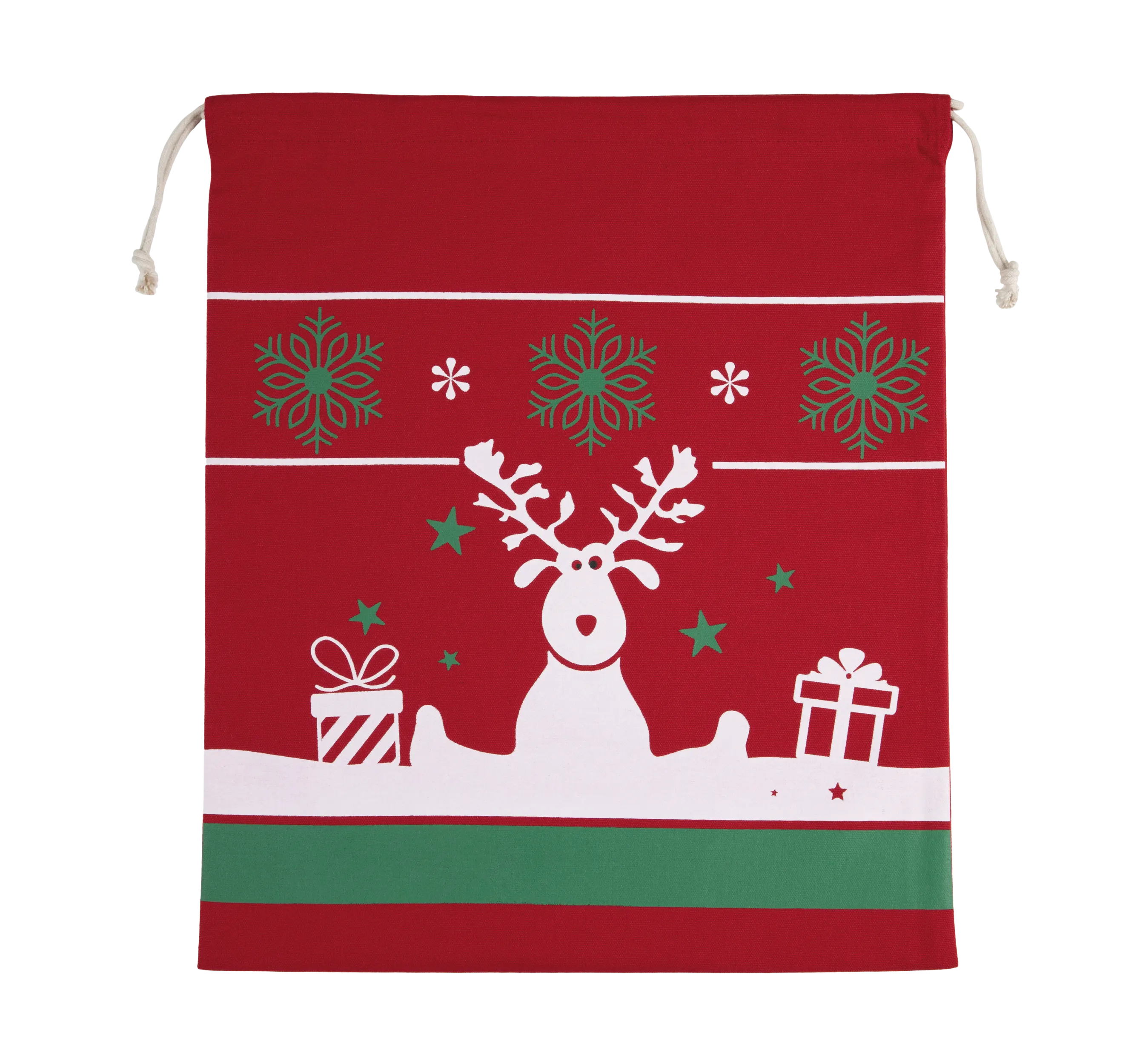 Bolsa con cordón y motivos navideños