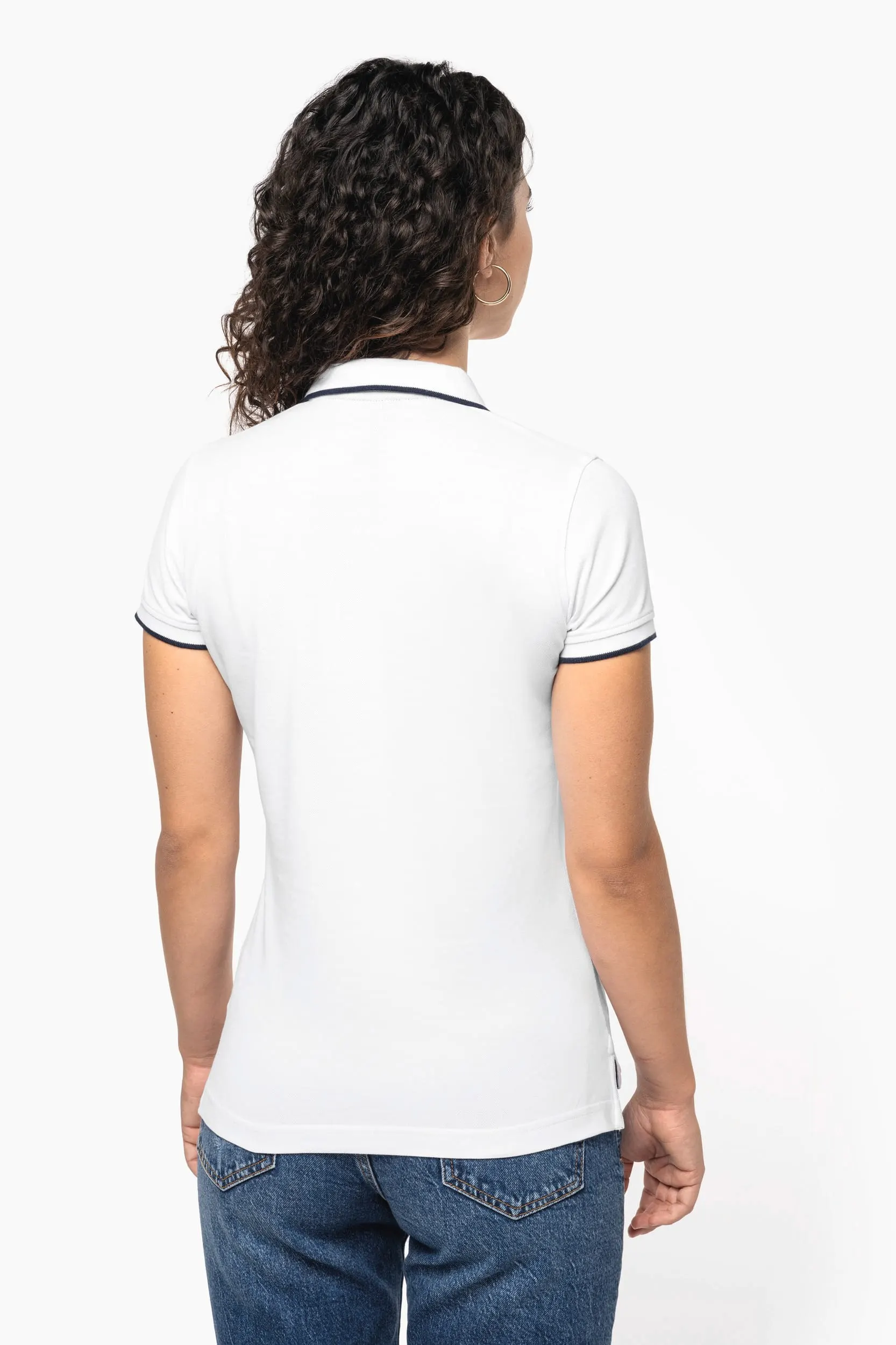 Polo piqué maga corta mujer