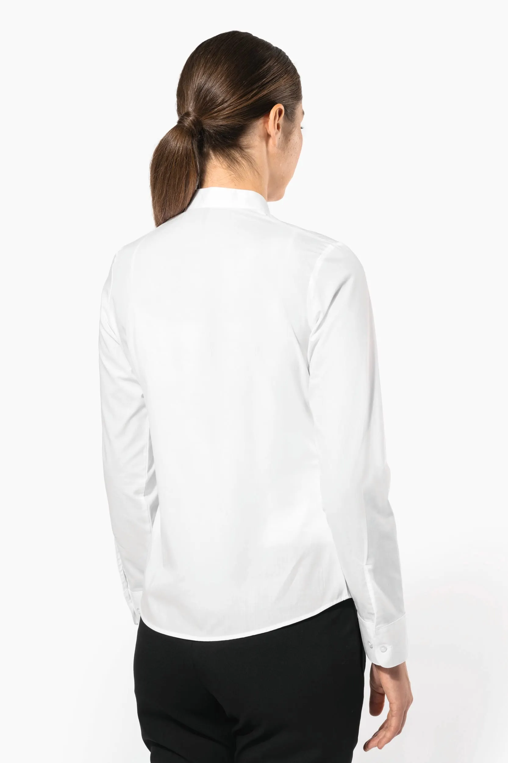 Camisa cuello mao manga larga mujer
