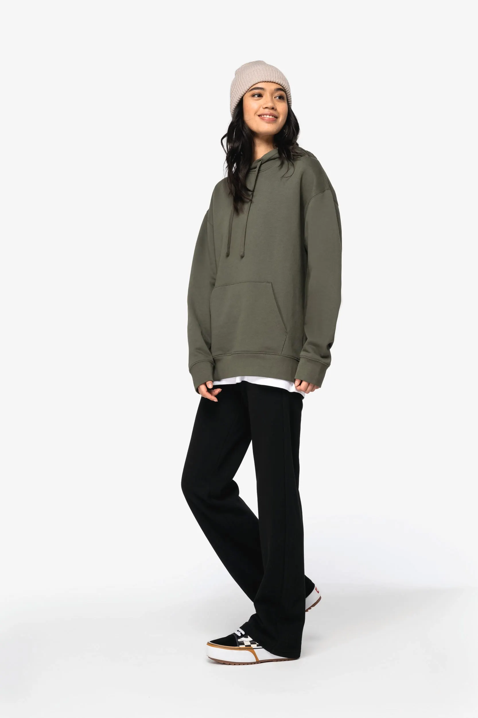 Sudadera ecorresponsable con capucha y hombros caídos felpa perchada unisex