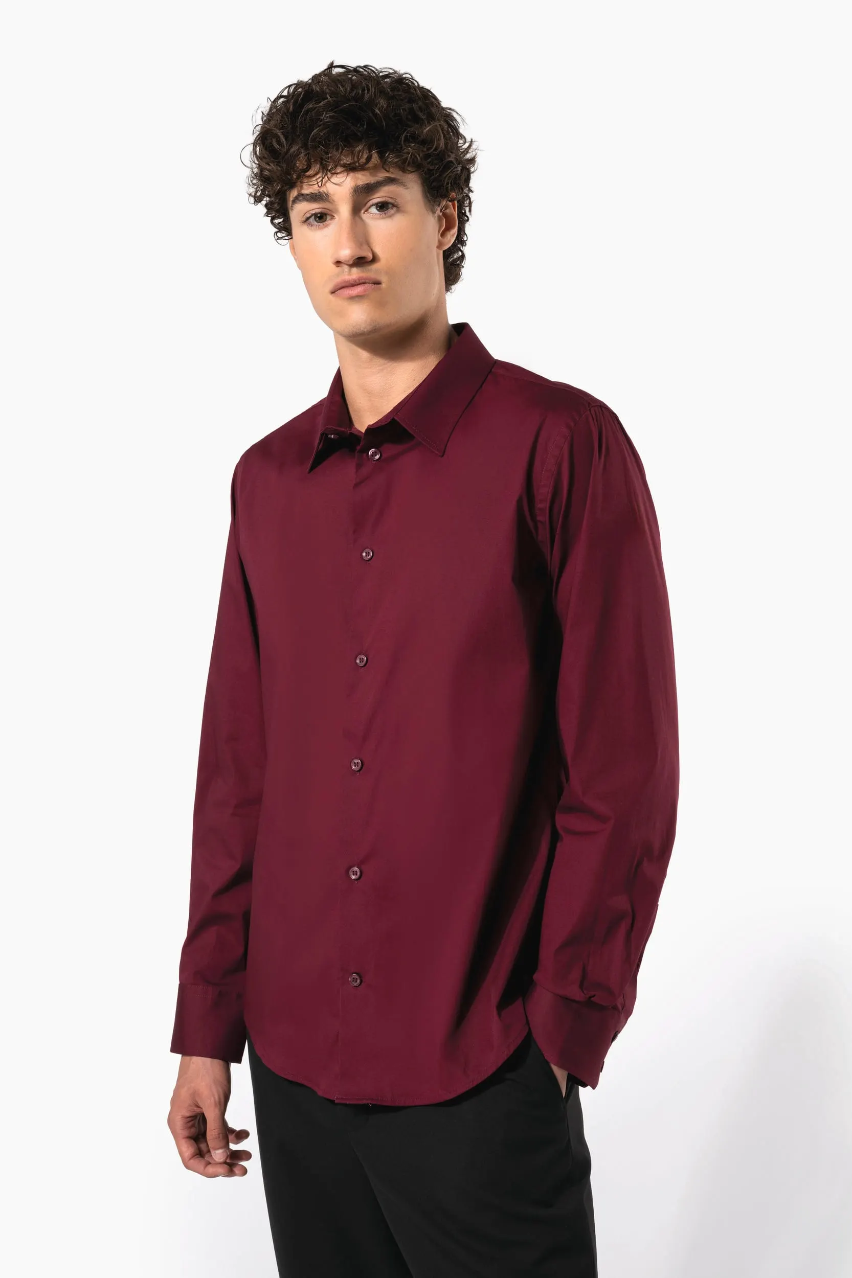 Camisa strech manga larga hombre