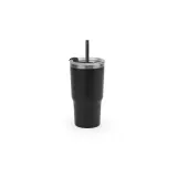JOYNER M. Vaso de viaje compacto de acero inoxidable (91 % reciclado) con aislamiento al vacío de doble pared y acabado mate de 600 ml