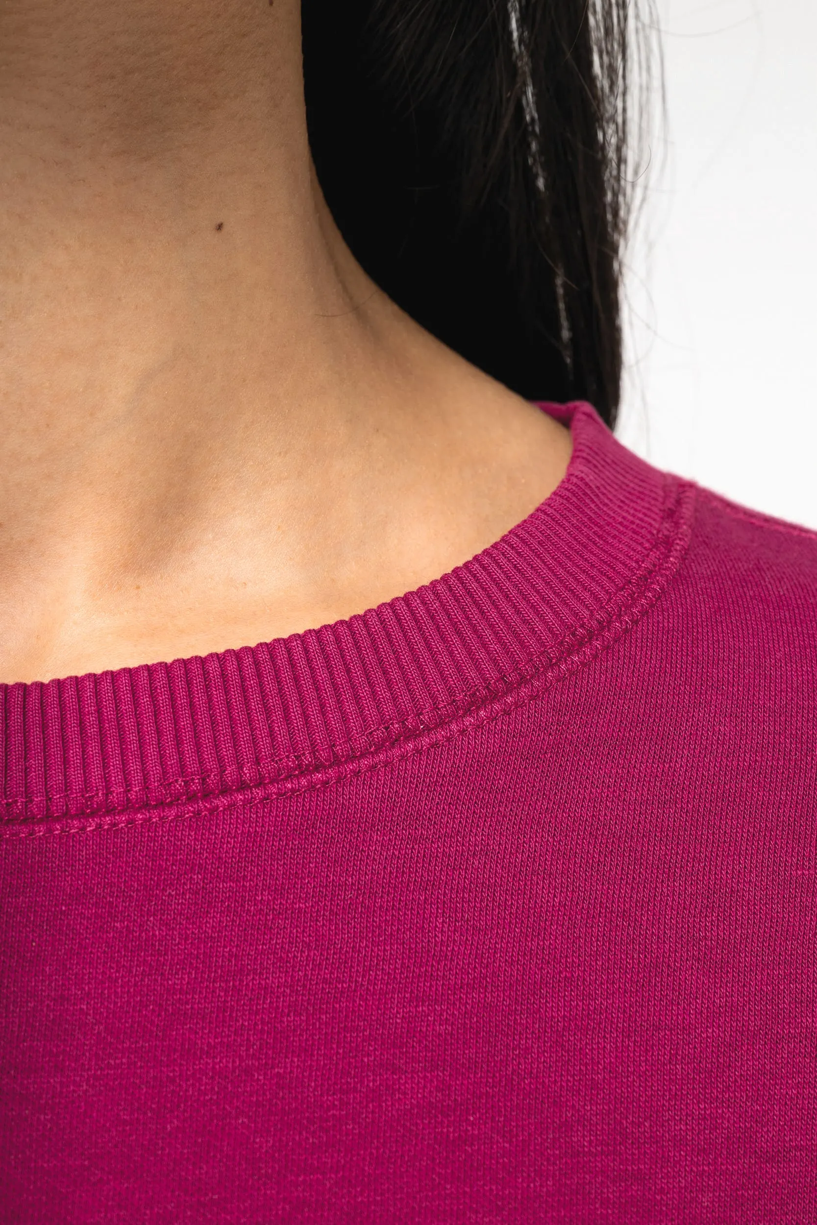 Sudadera ecorresponsable de cuello redondo oversize crop mujer