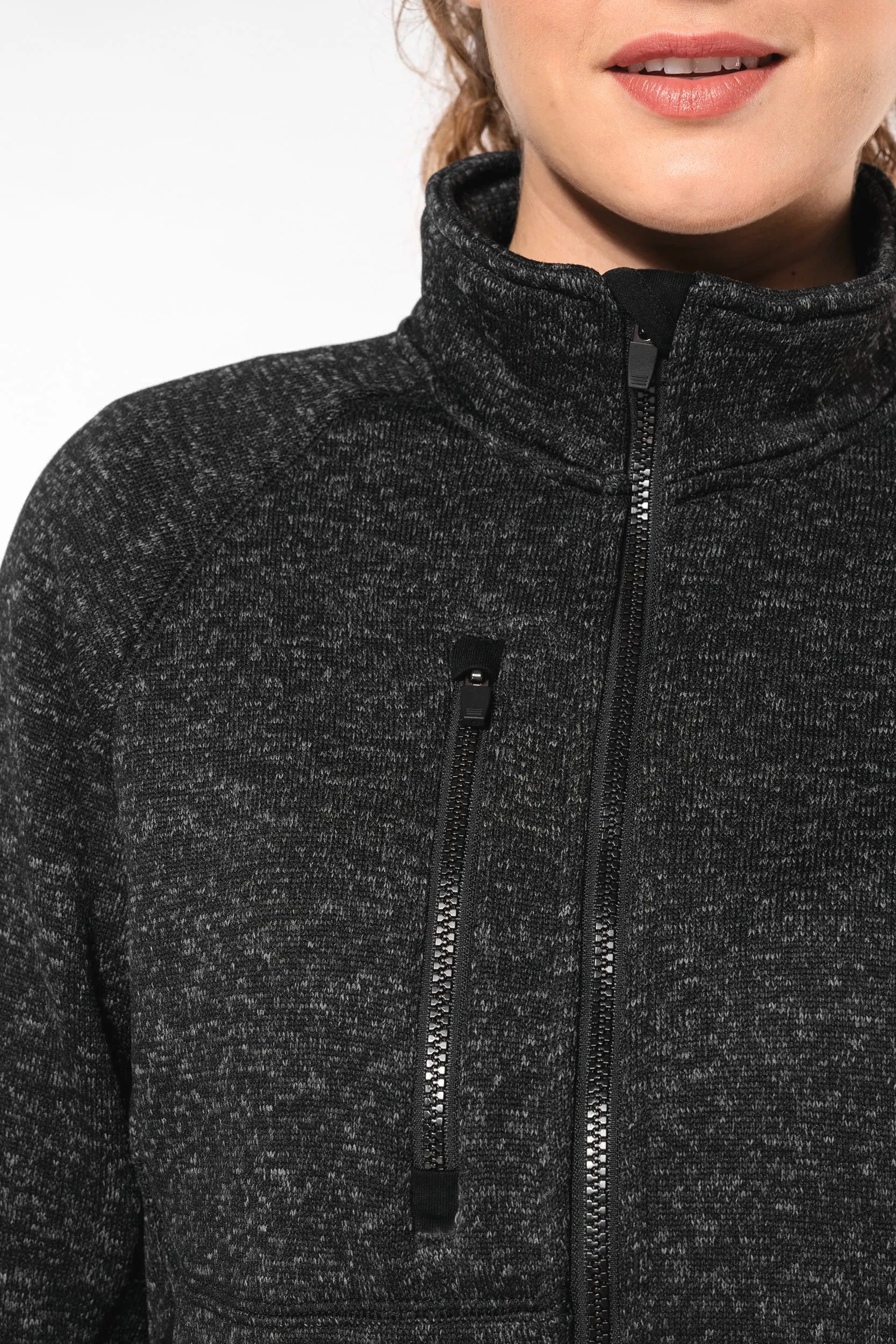Chaqueta jaspeada con cremallera mujer