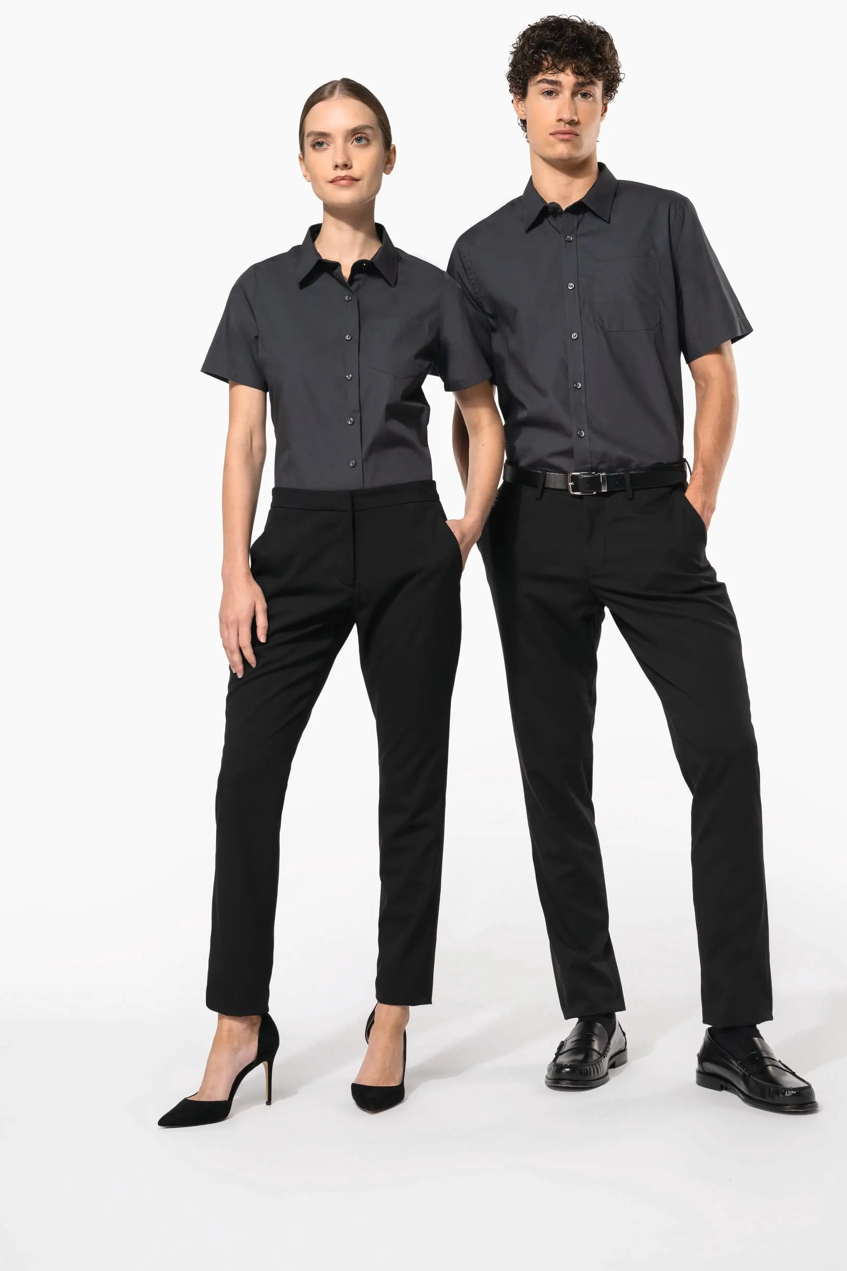 Camisa popelina manga corta hombre