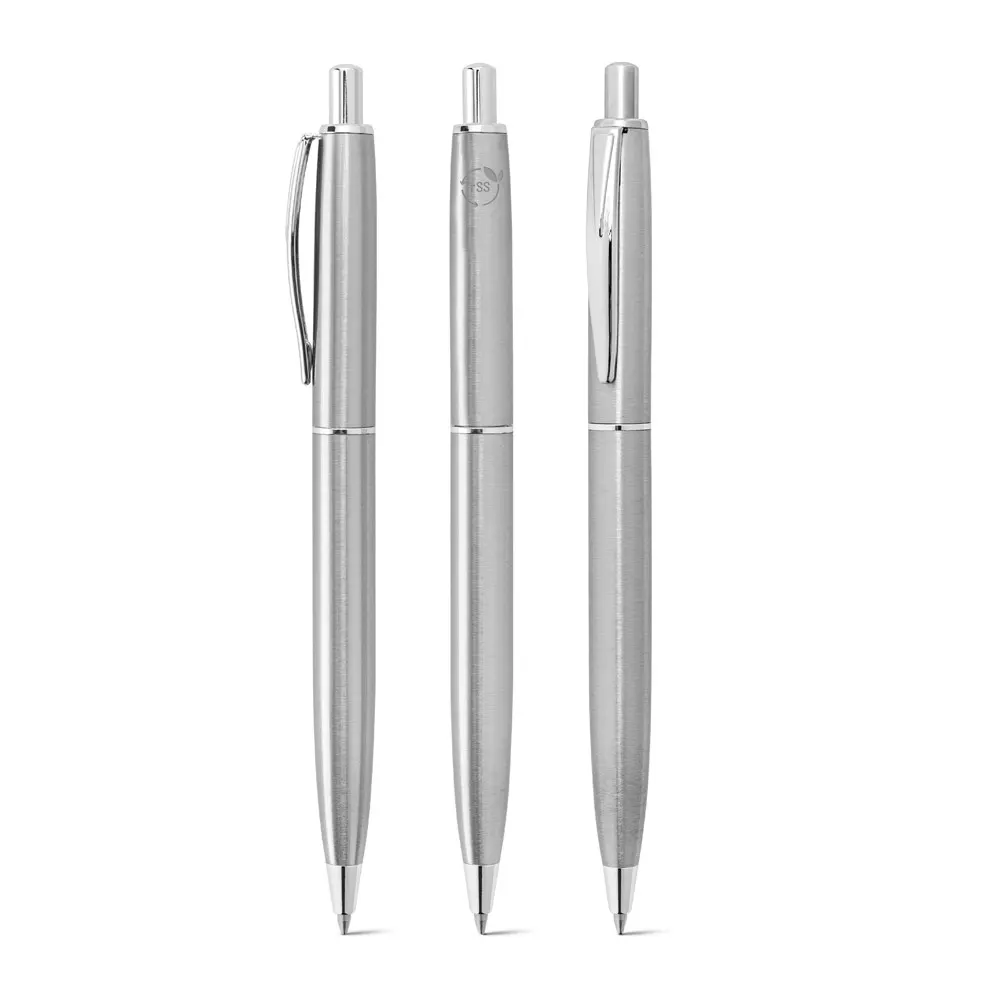DOOLI. Bolígrafo de acero inoxidable (53% reciclado), con cuerpo brillante