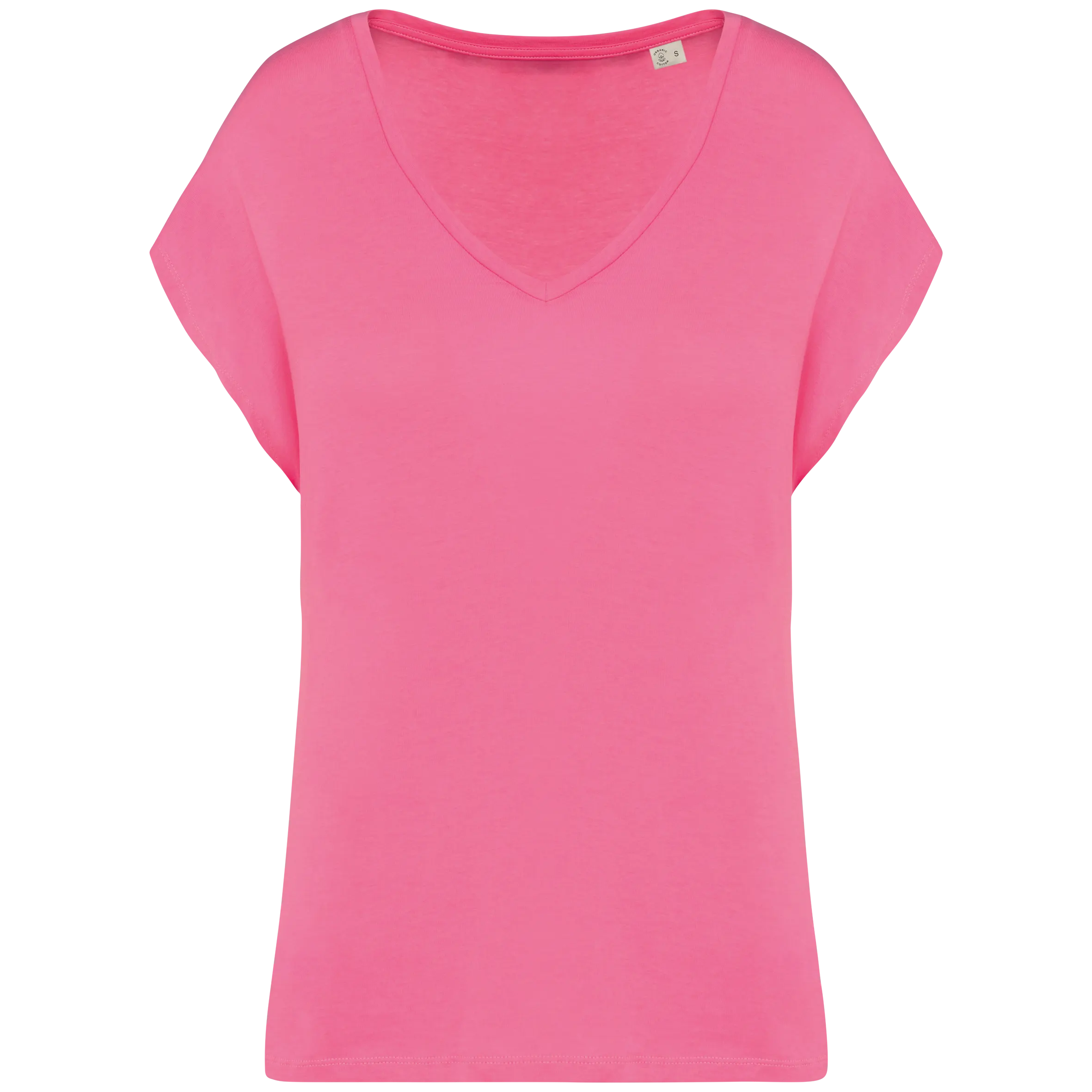 Camiseta ecorresponsable holgada con cuello de pico mujer