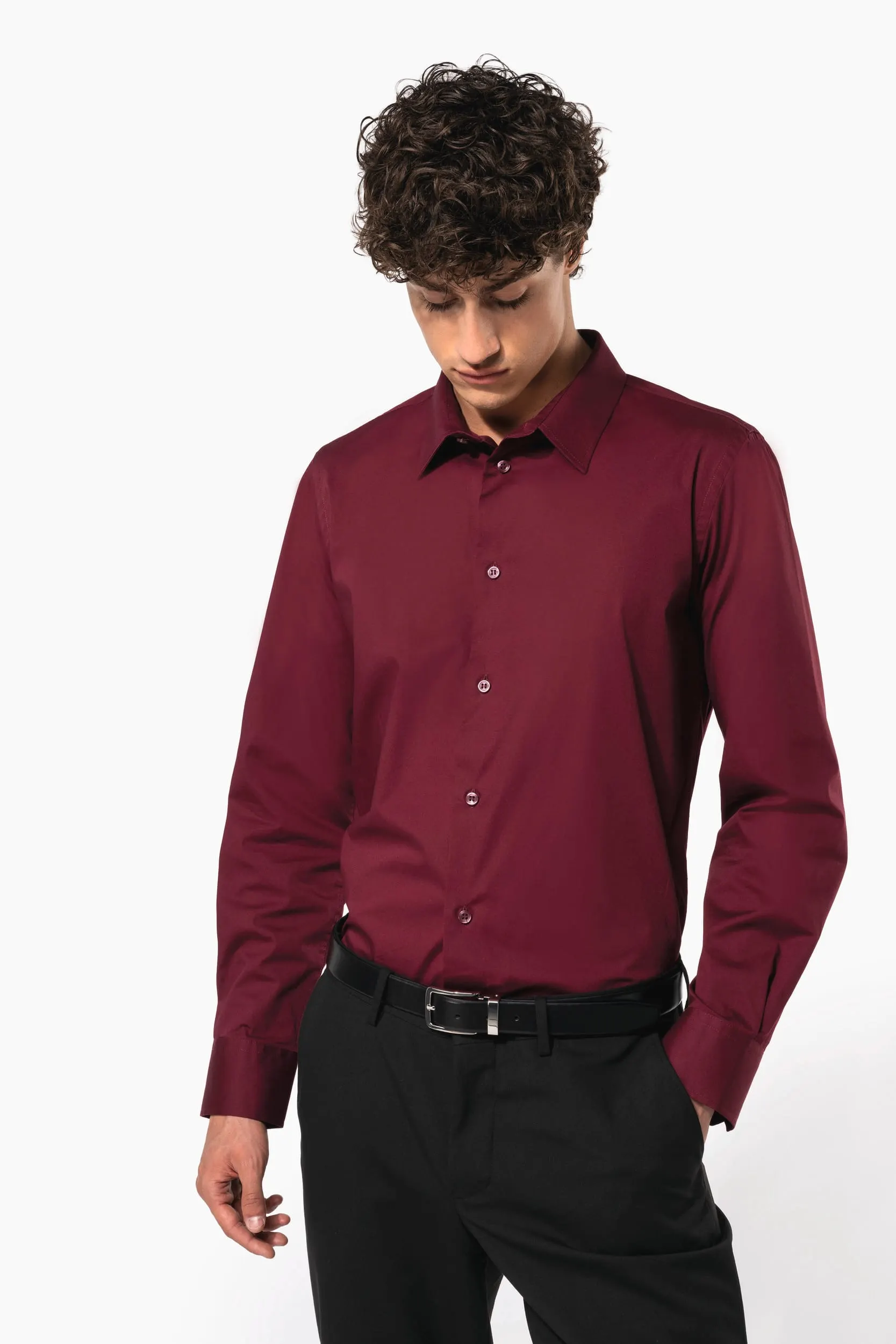 Camisa strech manga larga hombre
