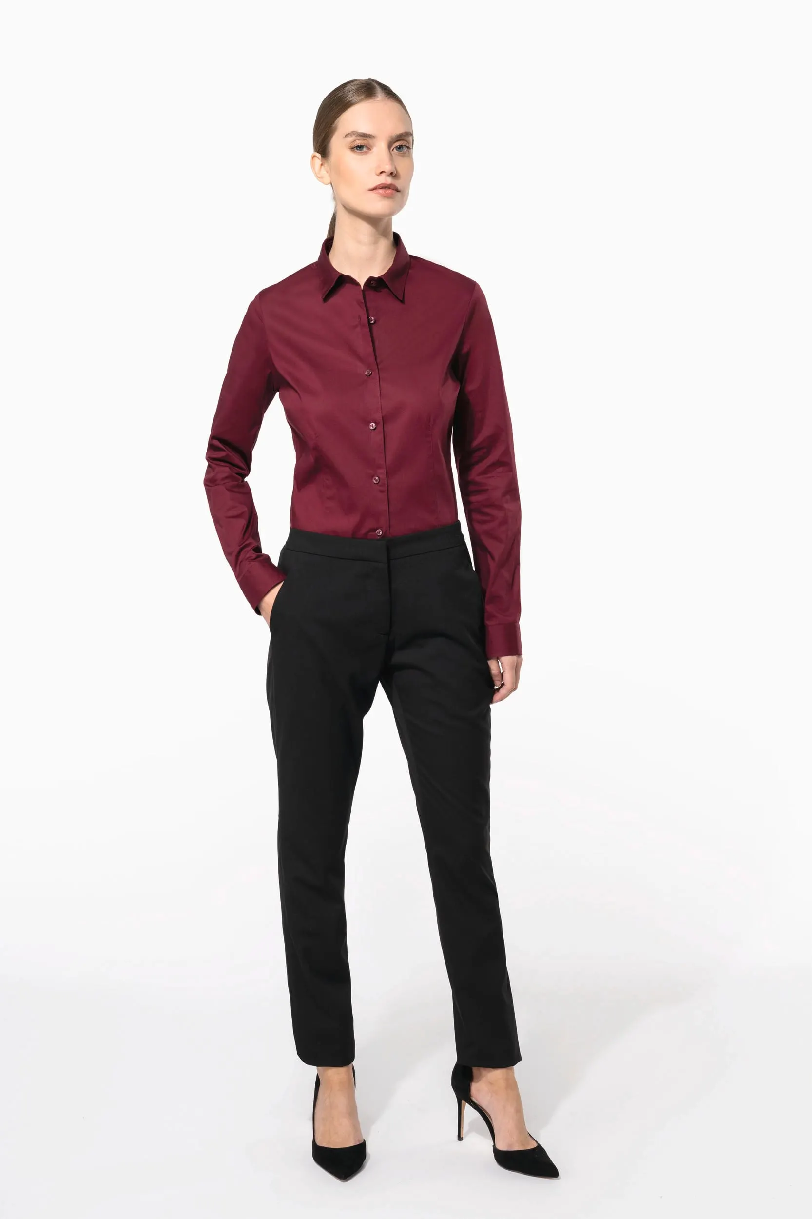 Camisa stretch manga larga mujer