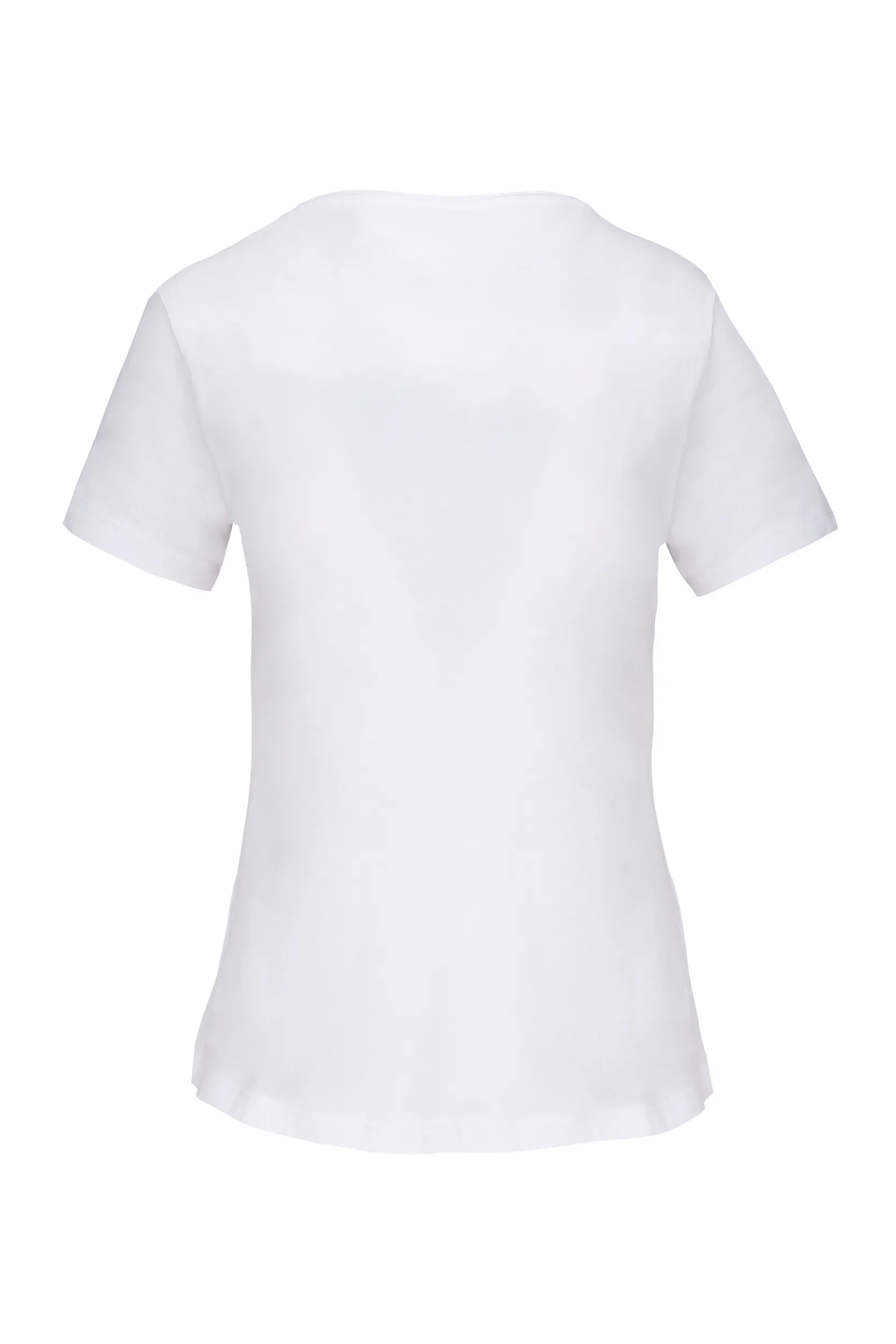 Camiseta orgánica con cuello sin costuras y manga corta mujer