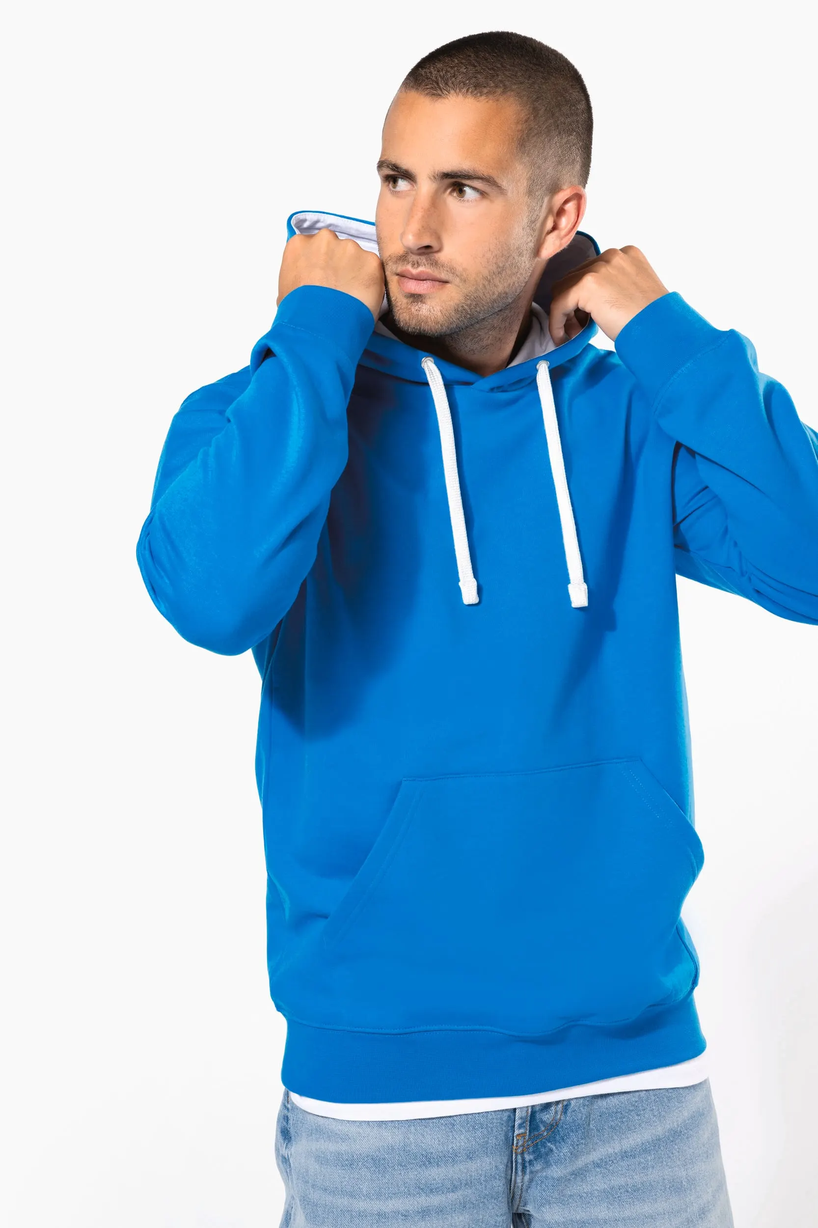 Sudadera capucha contrastada hombre