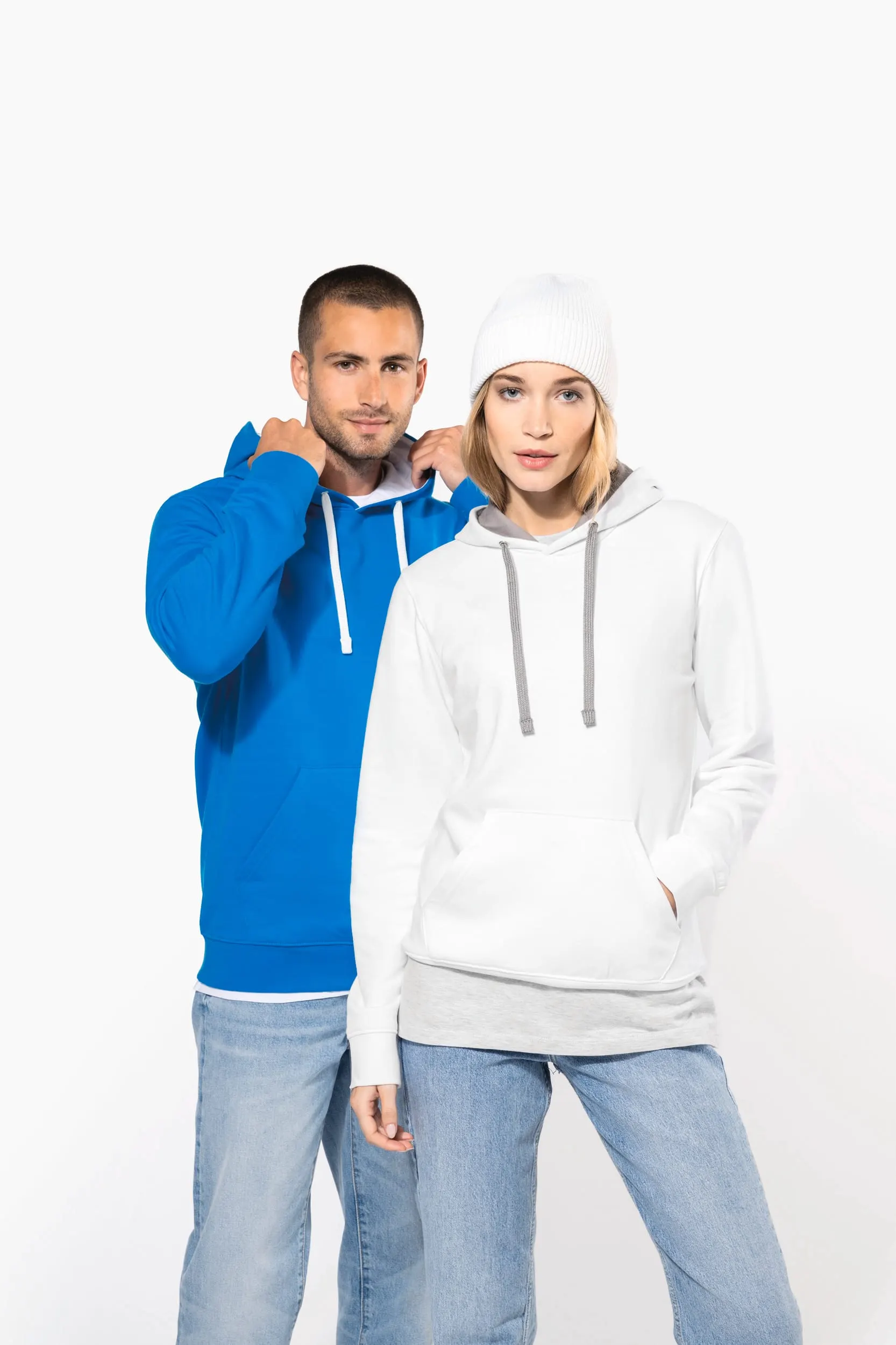 Sudadera capucha contrastada mujer