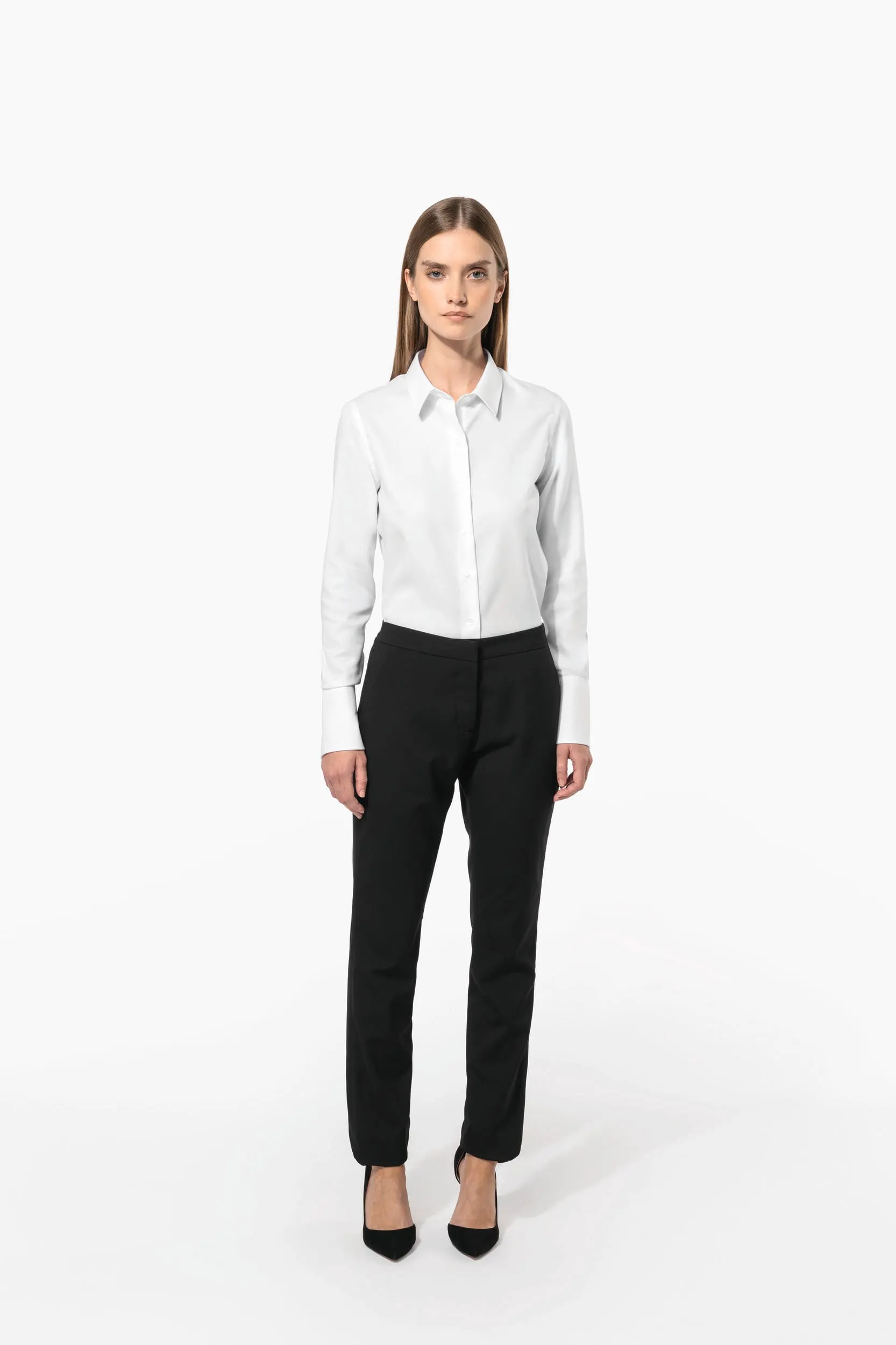Camisa no-plancha manga larga mujer
