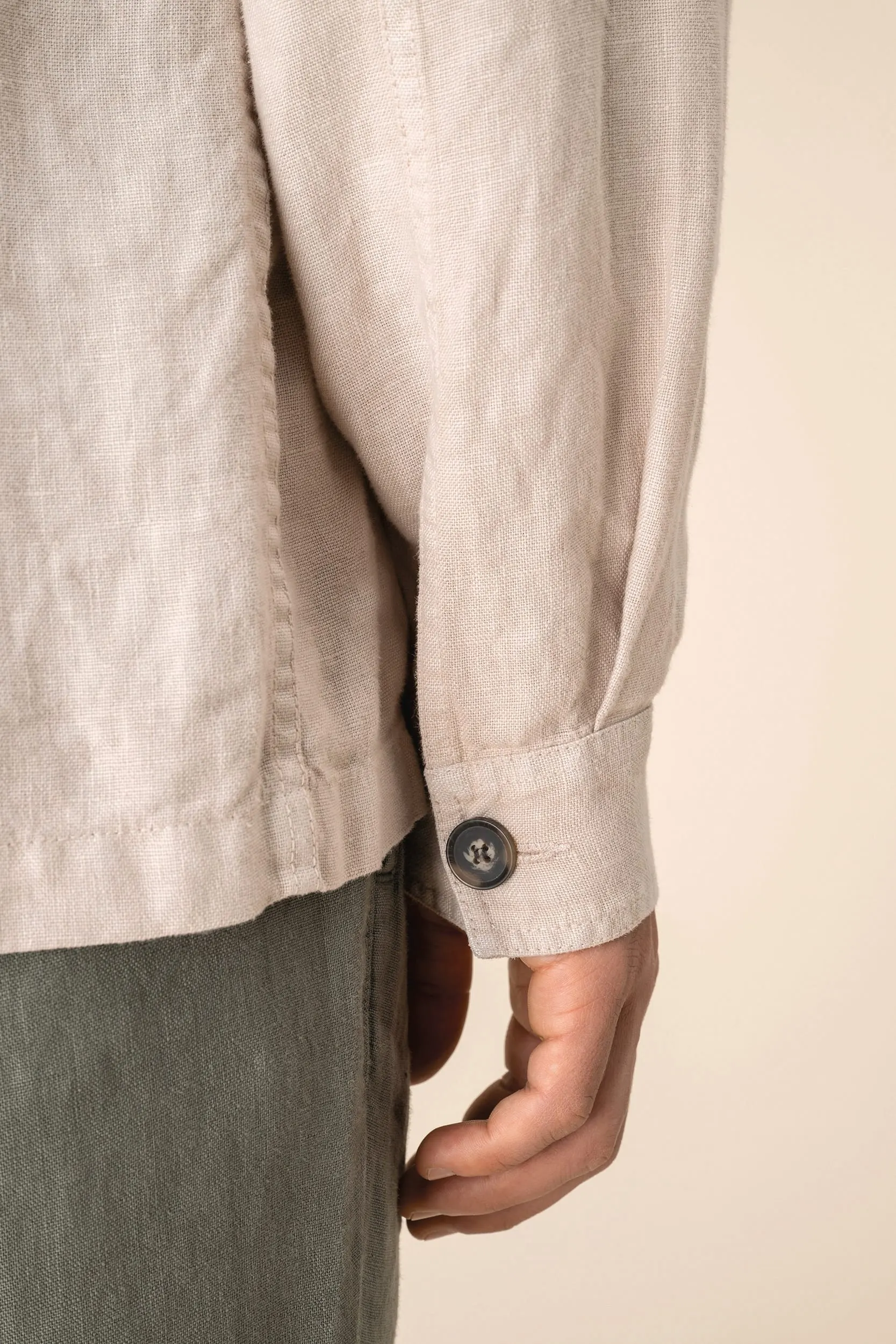 Sobrecamisa efecto lavado de lino hombre