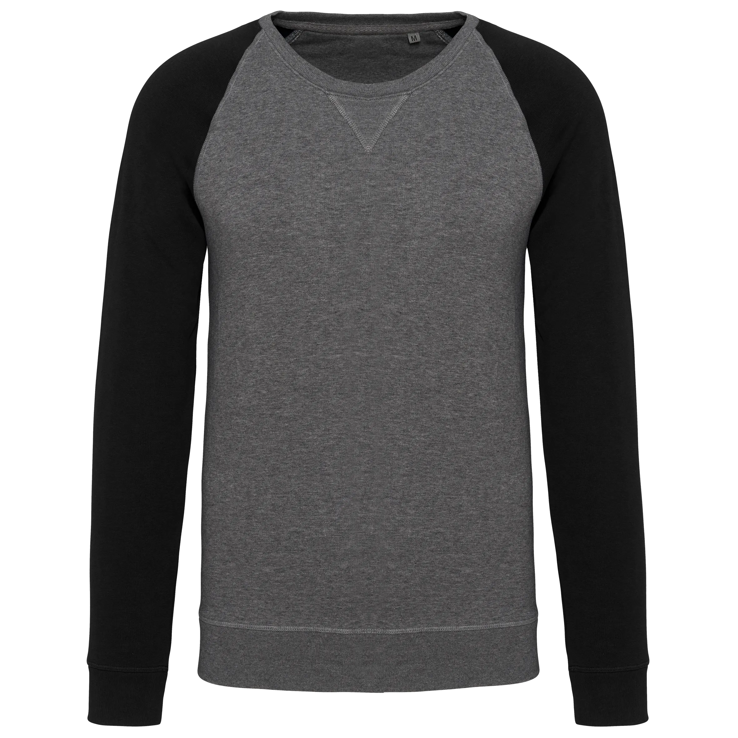 Sudadera bicolor algodón orgánico French Terry cuello redondo mangas raglan hombre