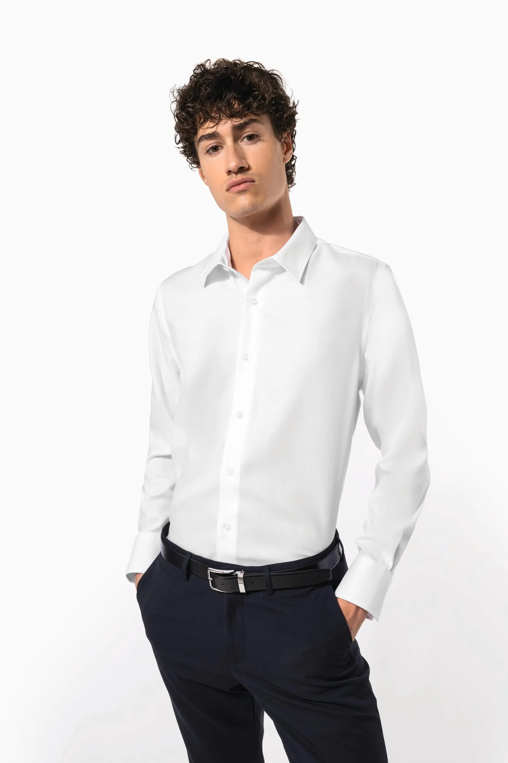 Camisa sin planchado de manga larga hombre