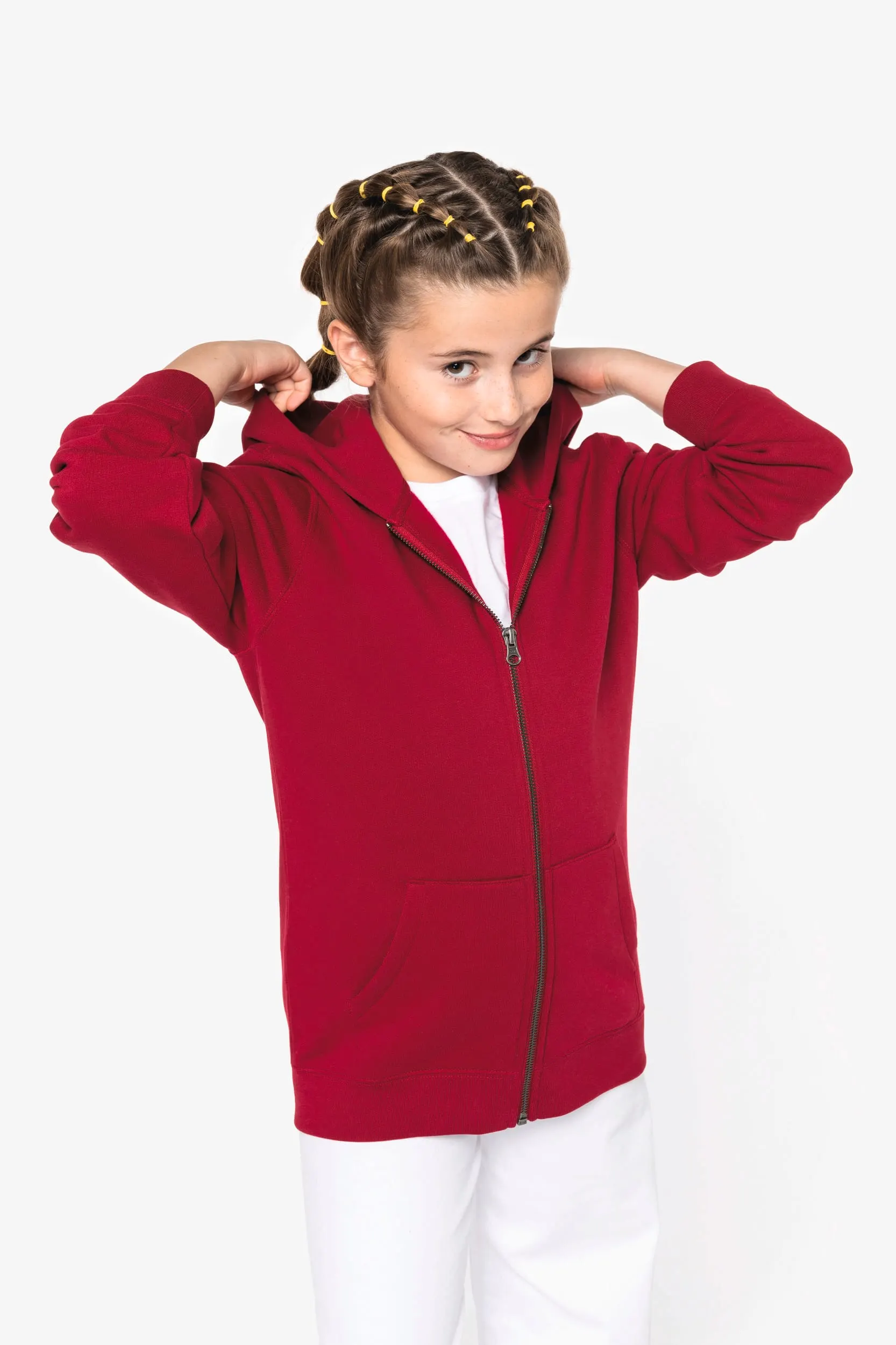 Sudadera ecorresponsable con capucha y cremallera infantil