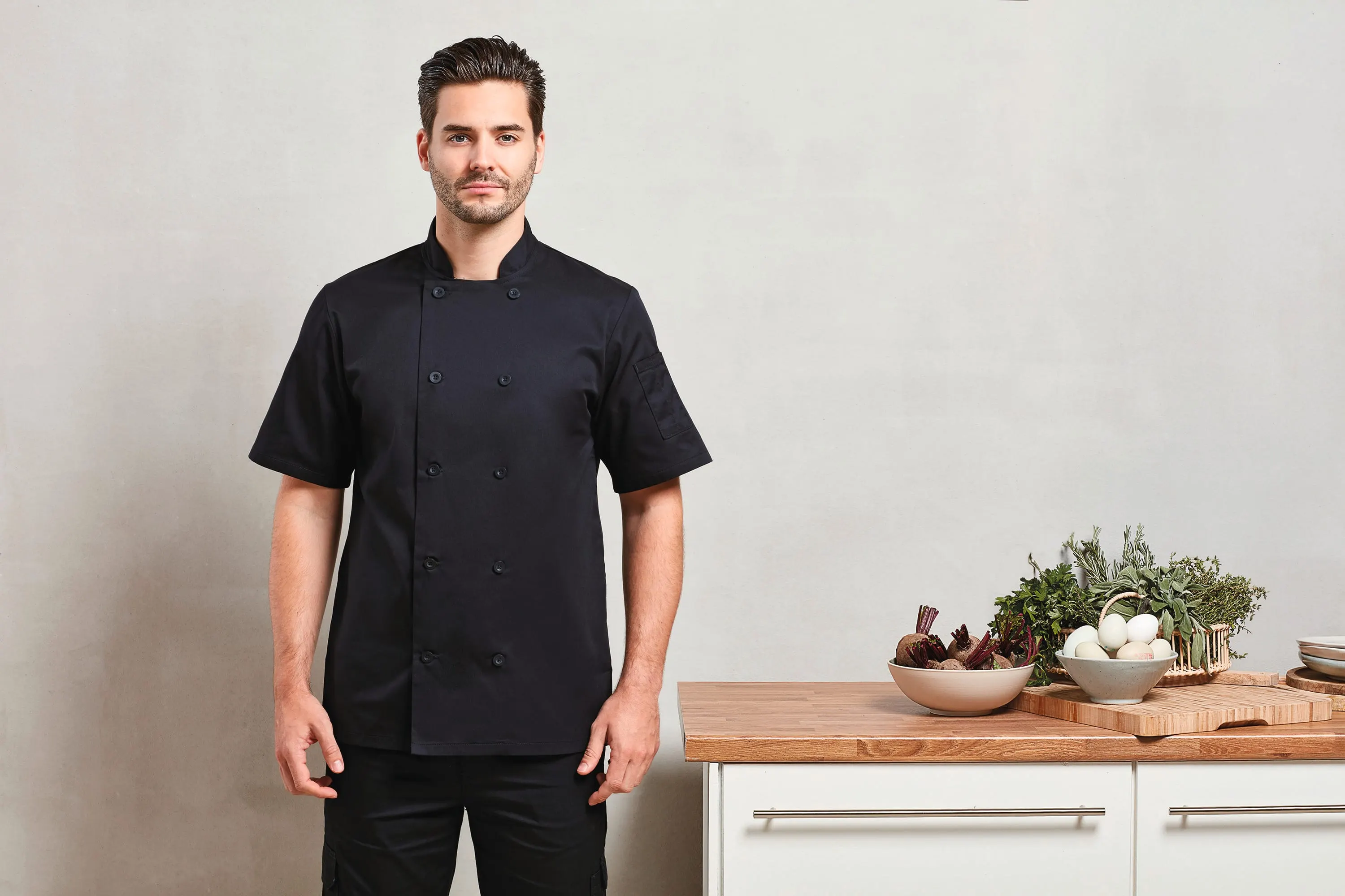 Chaqueta de cocina manga corta