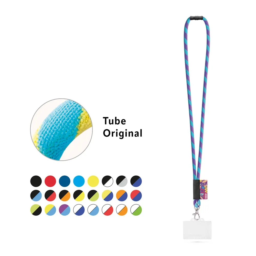 WATFORD. SET Lanyard TUBE Long (Ø 7 mm) con mosquetón de gatillo de 9 mm, cierre de seguridad de Ø 7 mm y porta credencial/tarjeta rígido de 91 x 68 mm