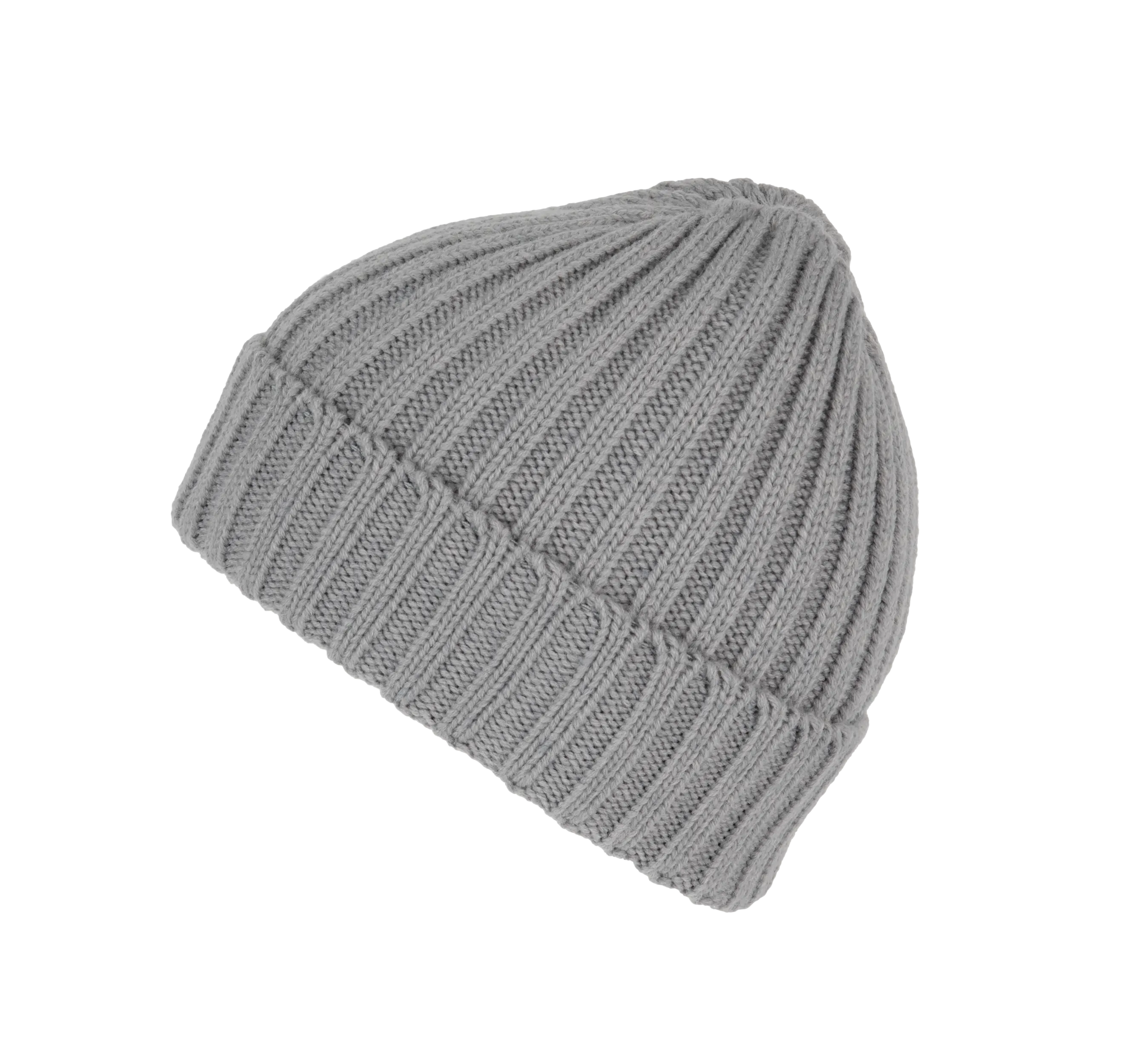 Gorro de punto canalé 2 x 1 con dobladillo
