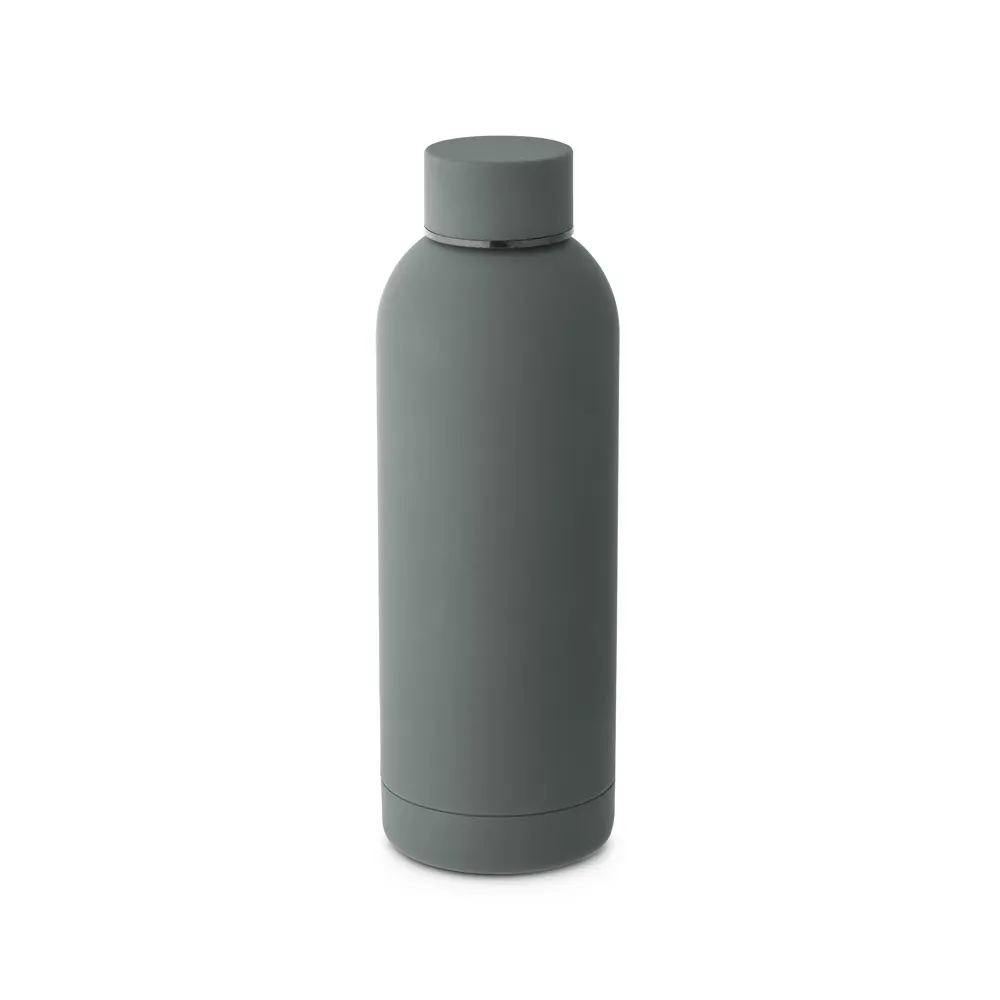 ODIN. Botella de acero inoxidable (36% reciclado) con acabado gomoso 500 mL