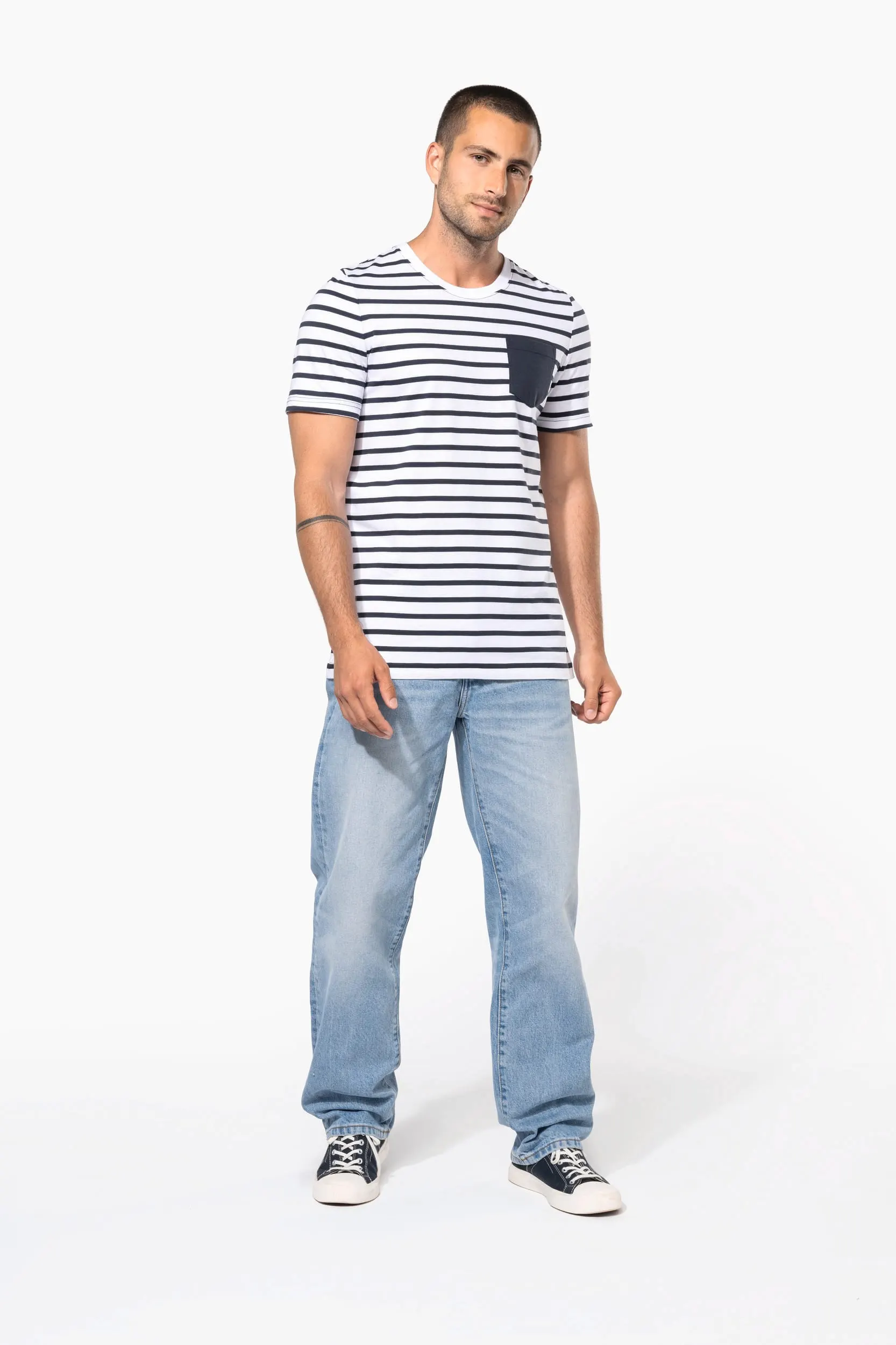 Camiseta Marinera a rayas con bolsillo manga corta
