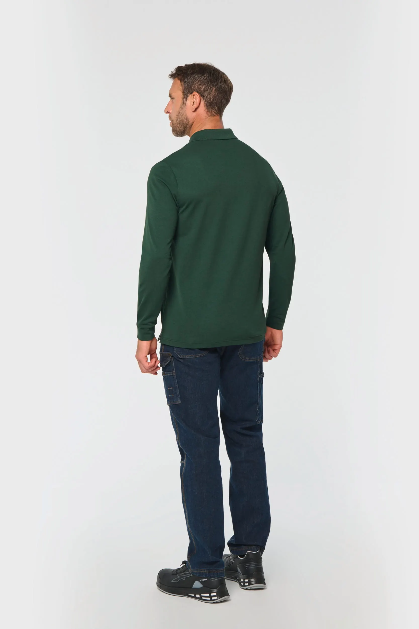 Polo Antibacteriano manga larga hombre