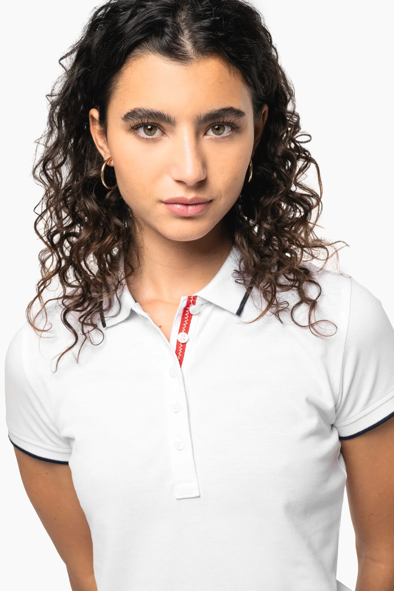 Polo piqué maga corta mujer