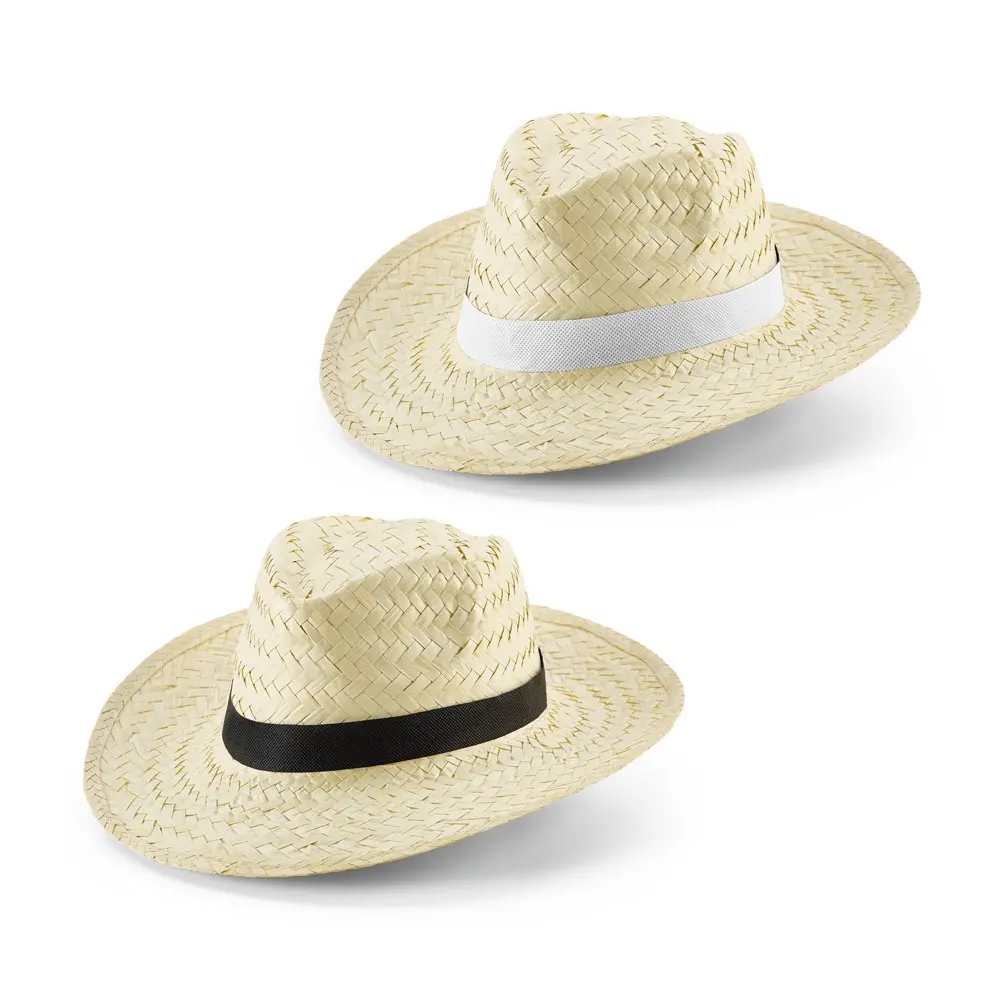EDWARD POLI. Sombrero de paja natural con cinta de poliéster