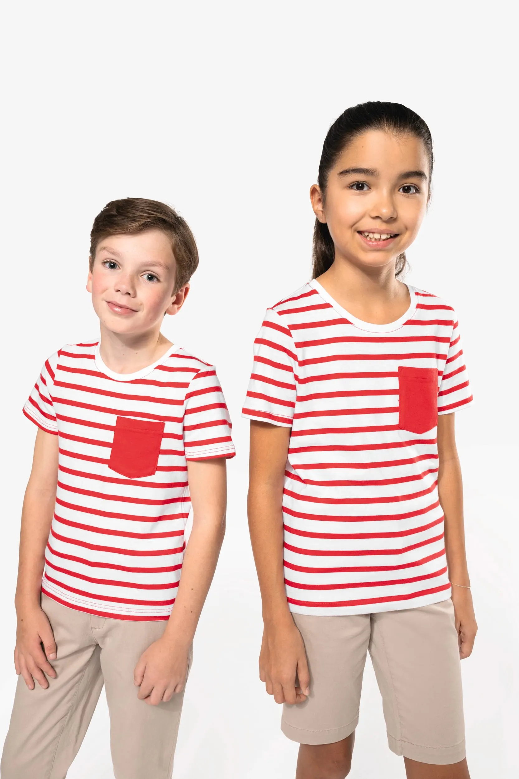 Camiseta Marinero a rayas con bolsillo manga corta para niños