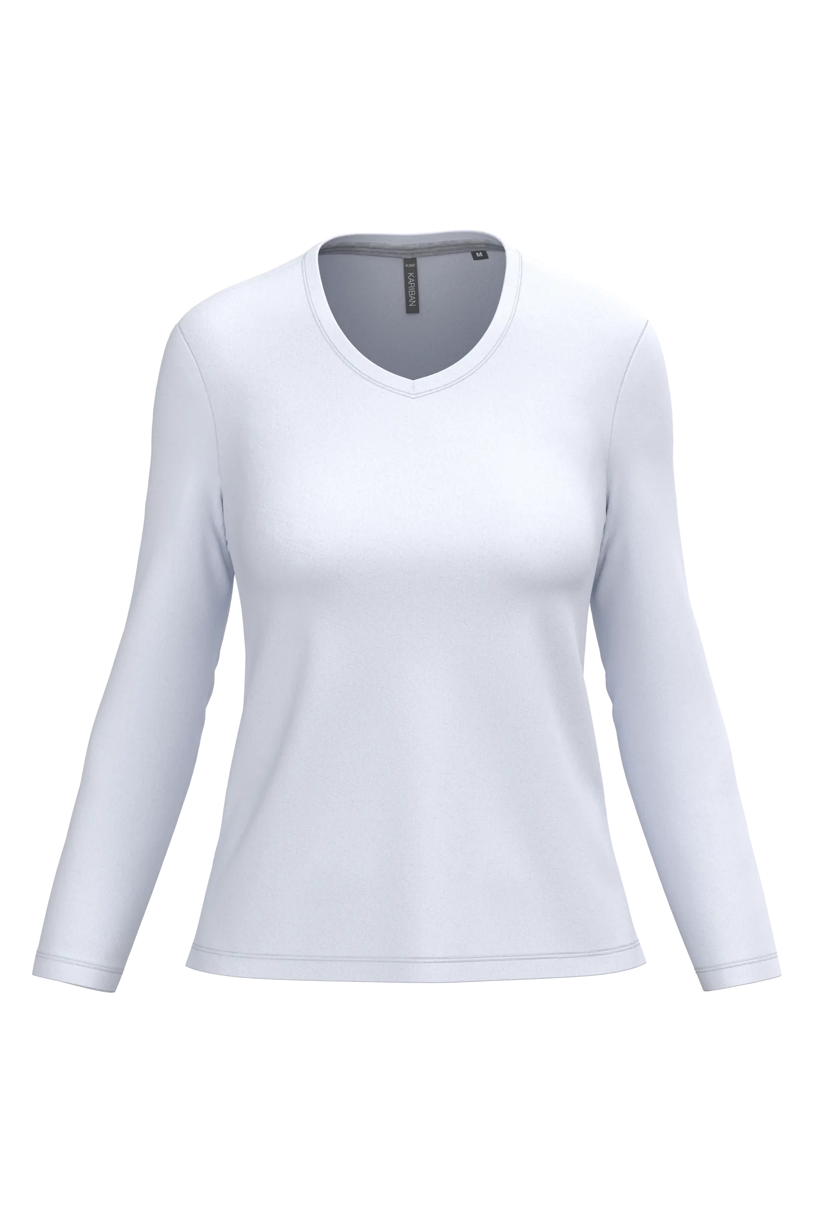 Camiseta manga larga y cuello de pico mujer