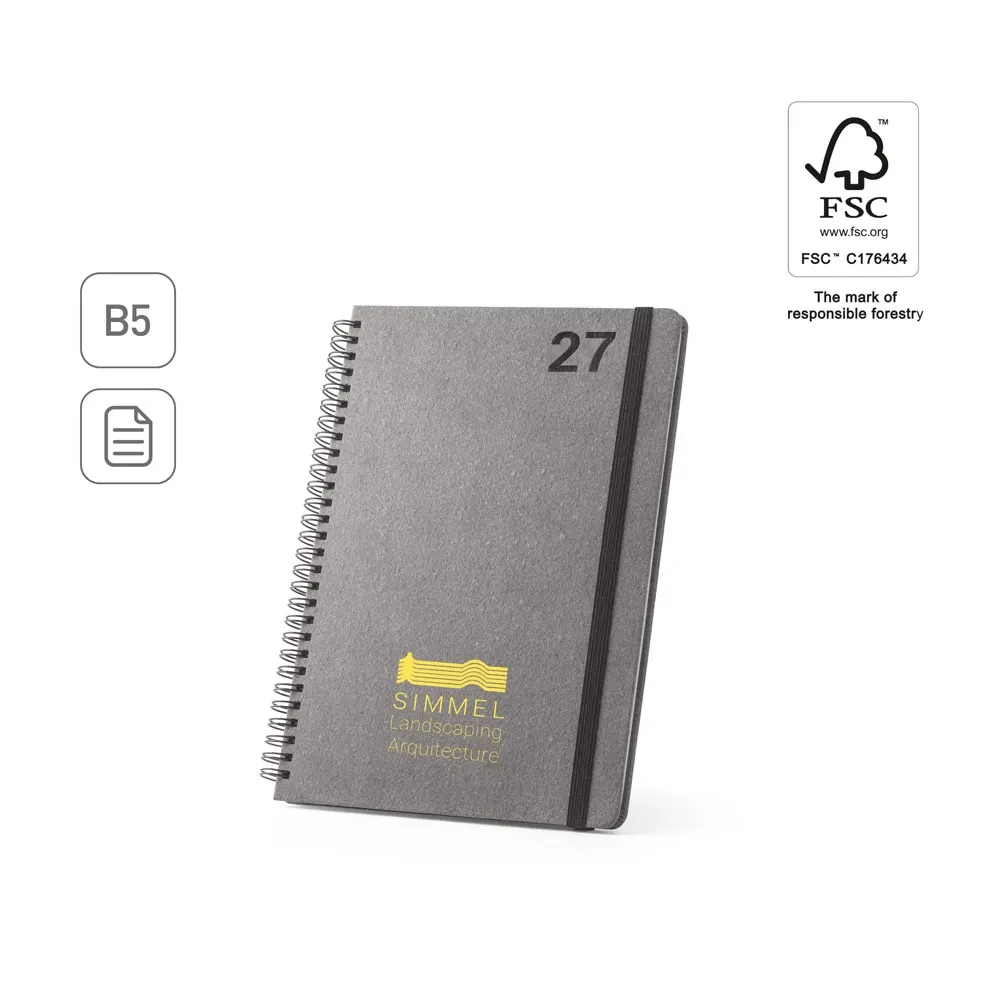 SIMMEL B5. Agenda B5, con anillas, de cuero (58% reciclado)