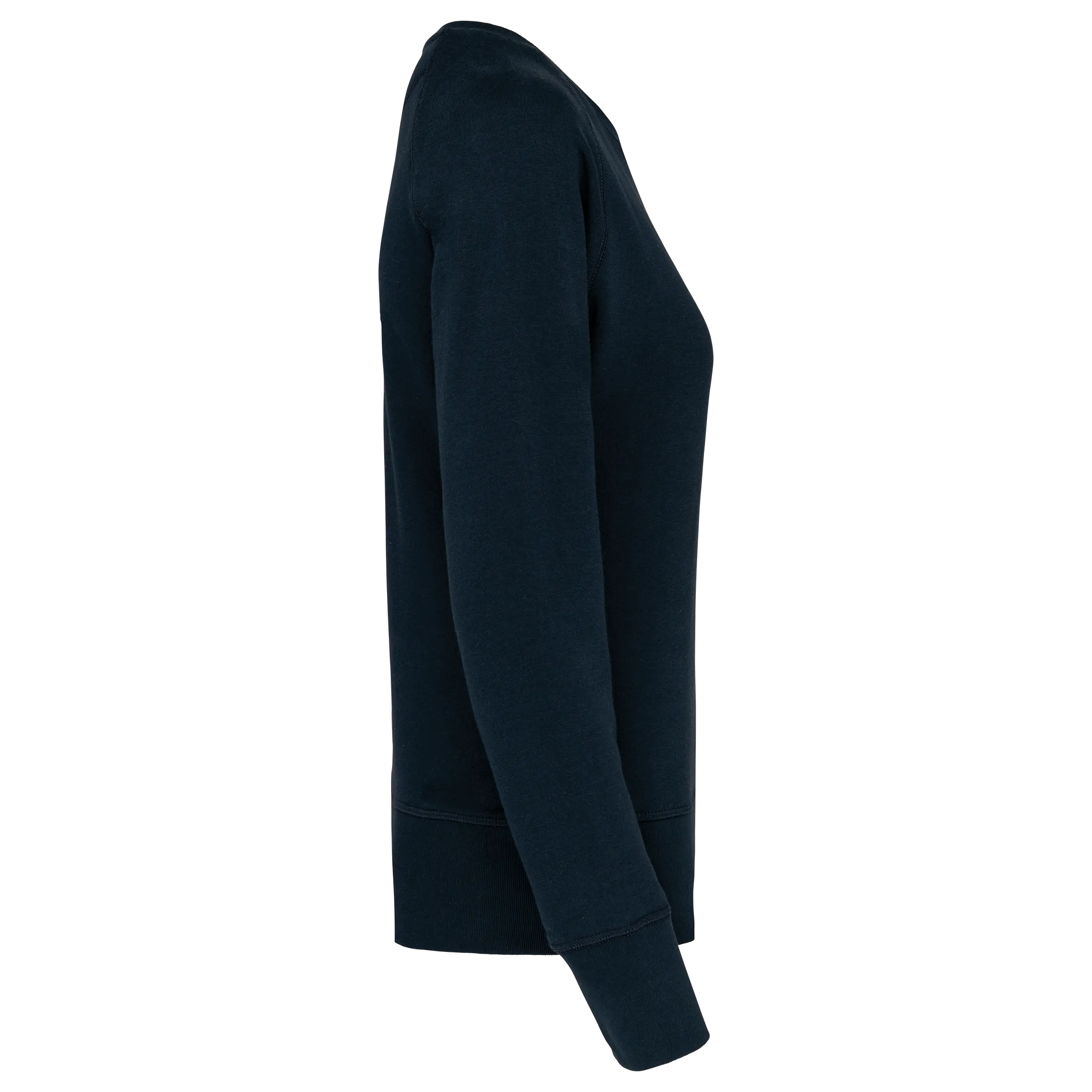 Sudadera algodón orgánico con cuello redondo y mangas raglan de mujer