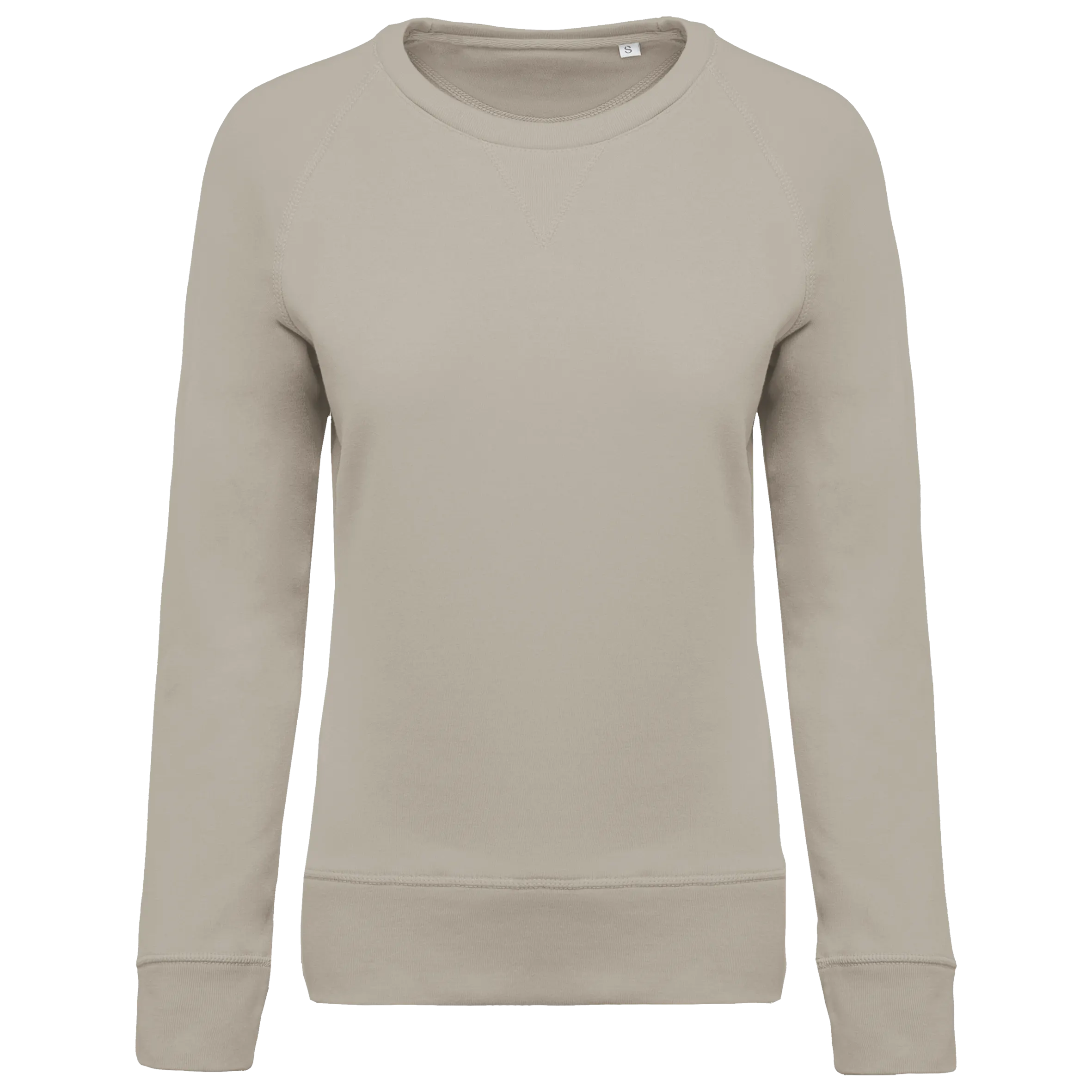 Sudadera algodón orgánico con cuello redondo y mangas raglan de mujer