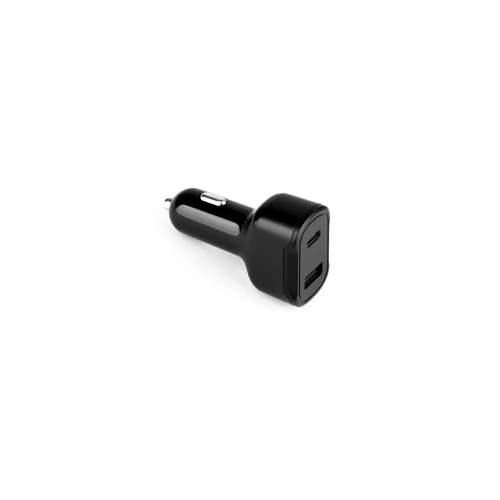 DIRAC. Adaptador para mechero con puerto USB-A de 18 W y USB-C de 20 W en ABS reciclado (100 % rABS)