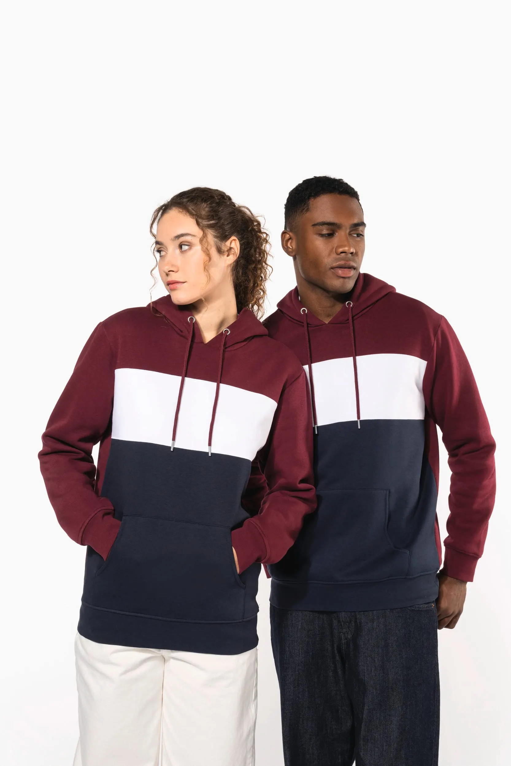 Sudadera tricolor con capucha unisex