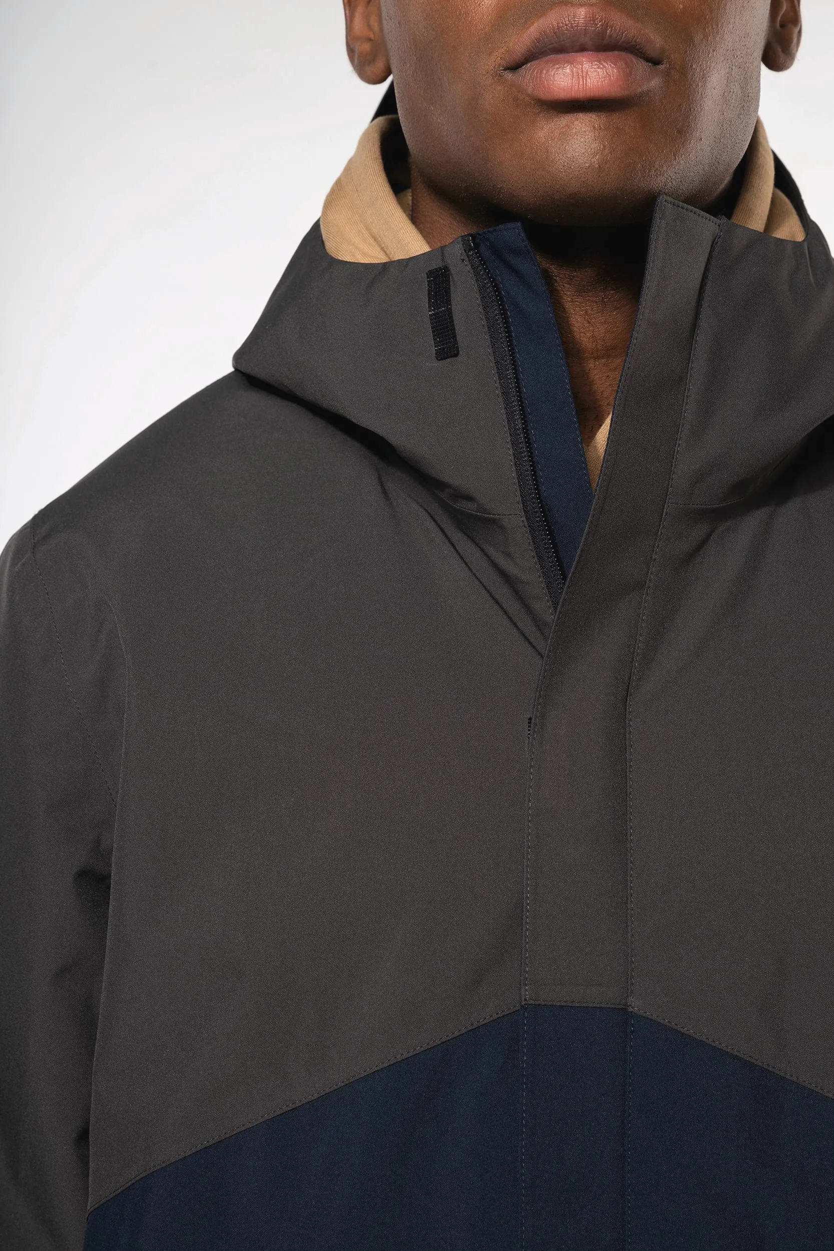 Parka 3 en 1 impermeable con capucha bicolor unisex