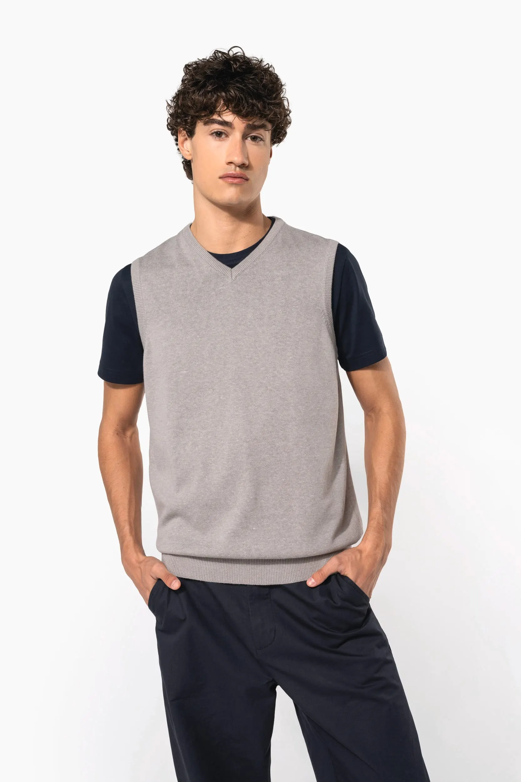 Jersey cuello de pico sin mangas