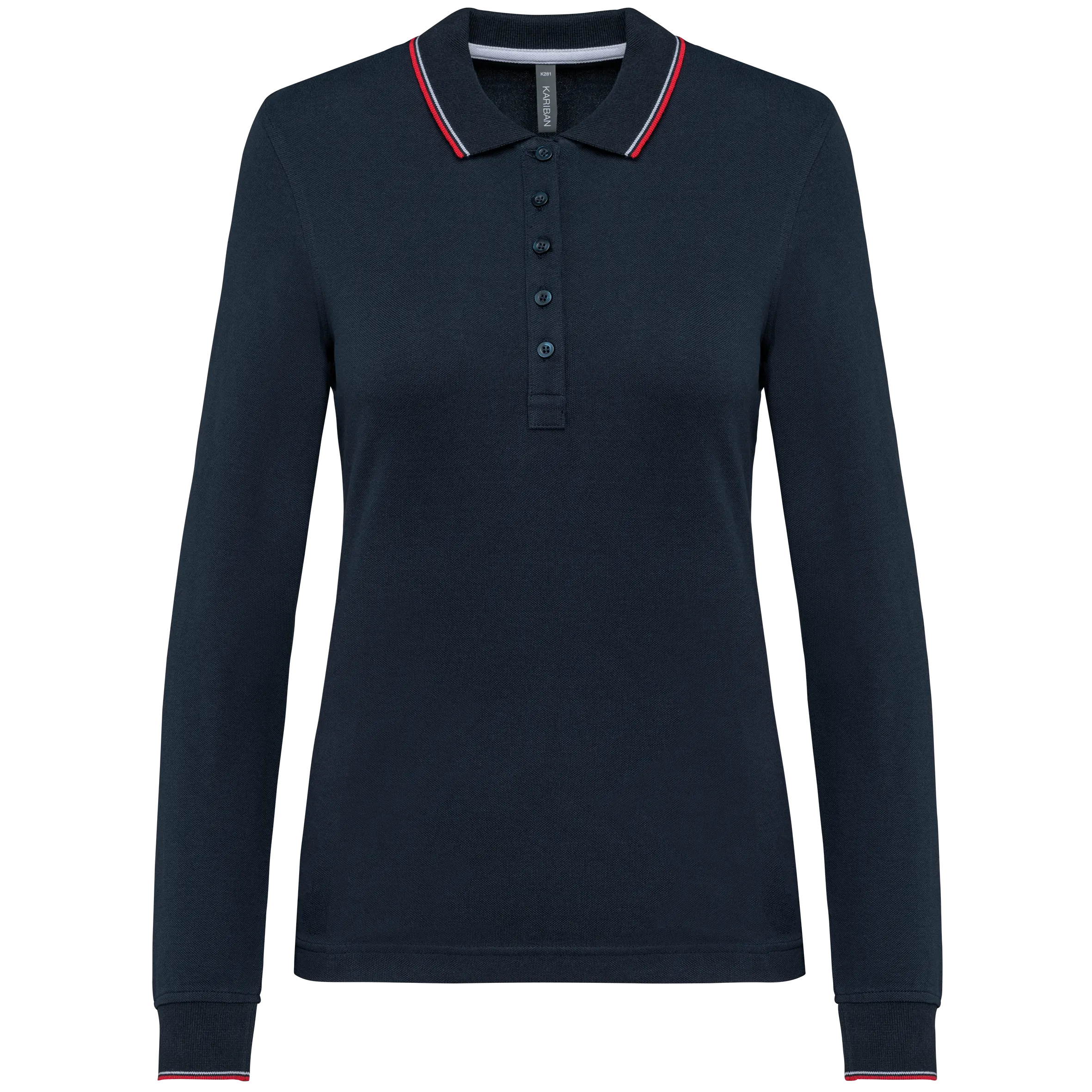 Polo piqué manga larga mujer