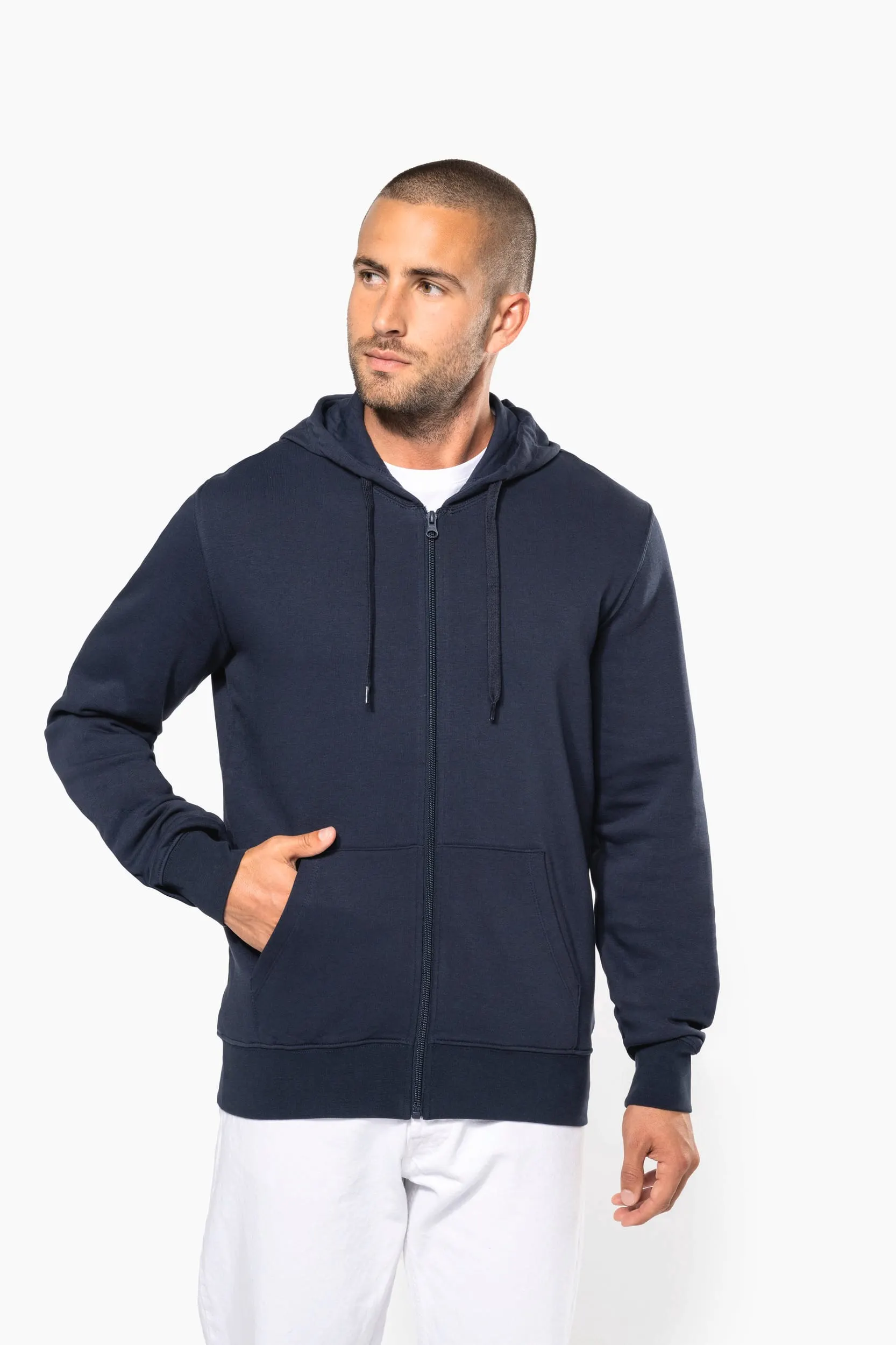 Sudadera con capucha y cremallera ecorresponsable hombre