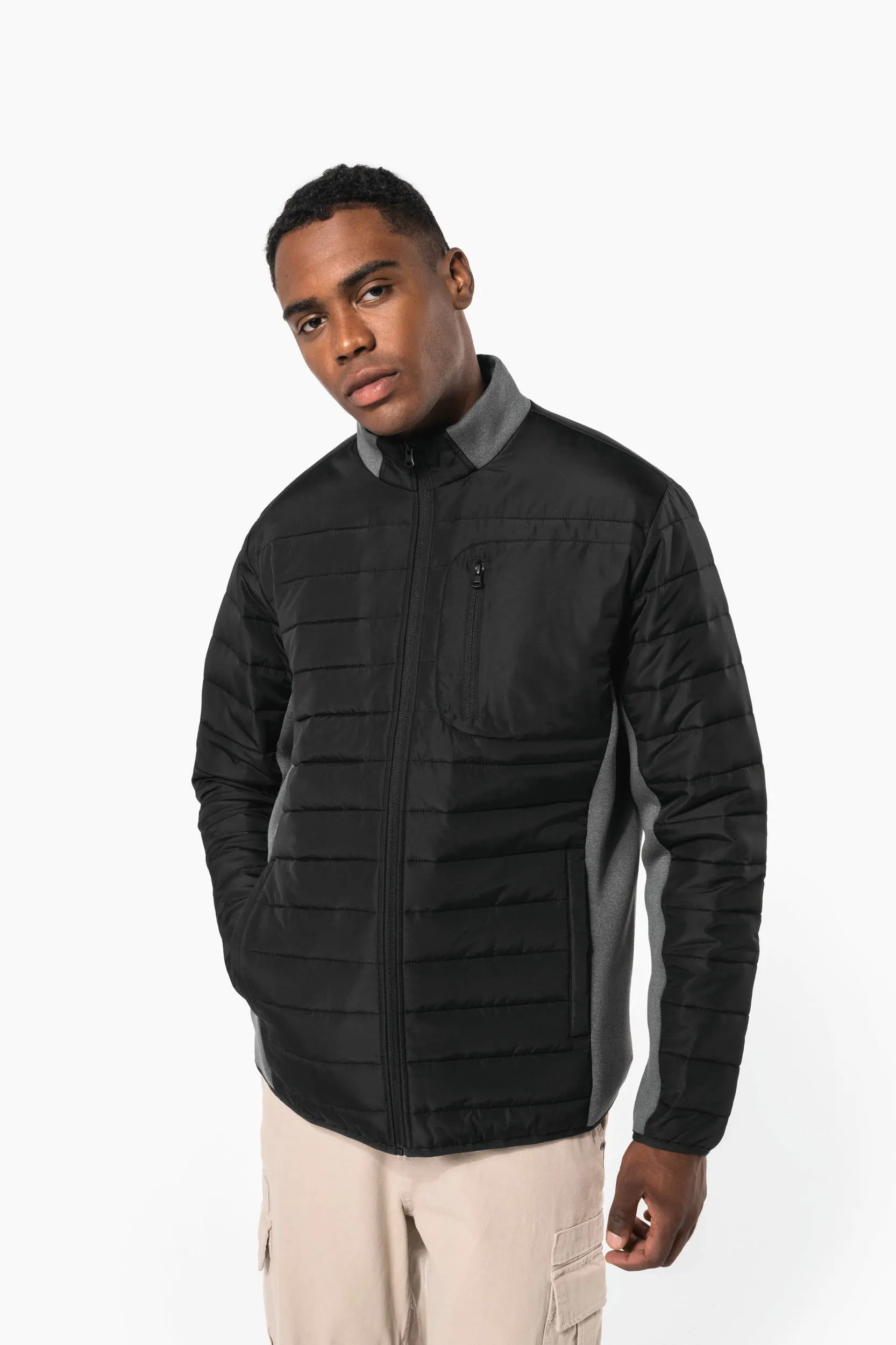 Chaqueta bimaterial hombre
