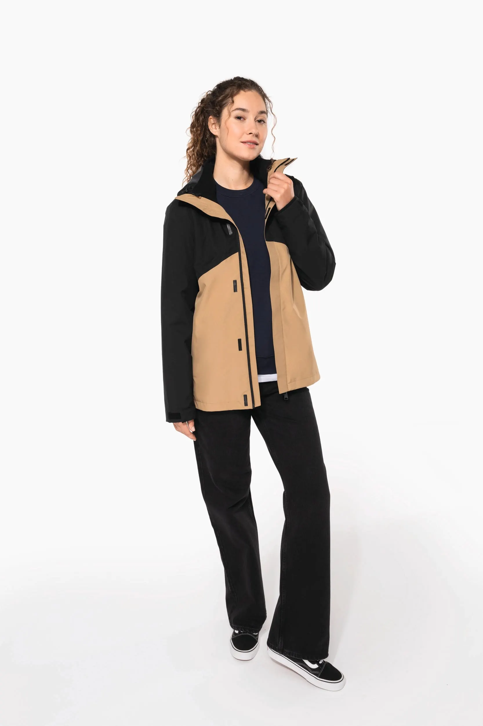 Parka 3 en 1 impermeable con capucha bicolor unisex