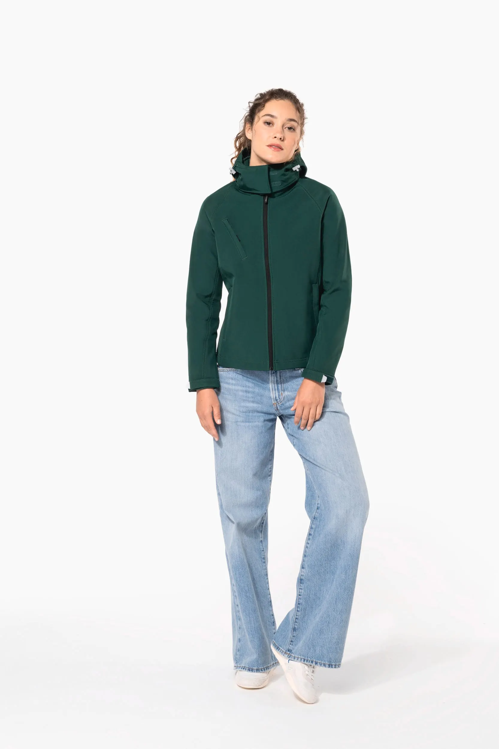 Chaqueta softshell con capucha extraíble mujer