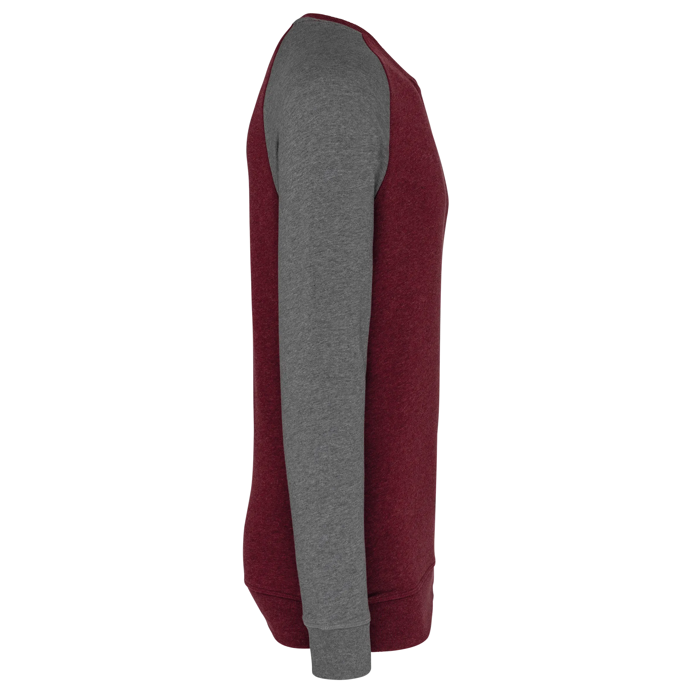 Sudadera bicolor algodón orgánico French Terry cuello redondo mangas raglan hombre